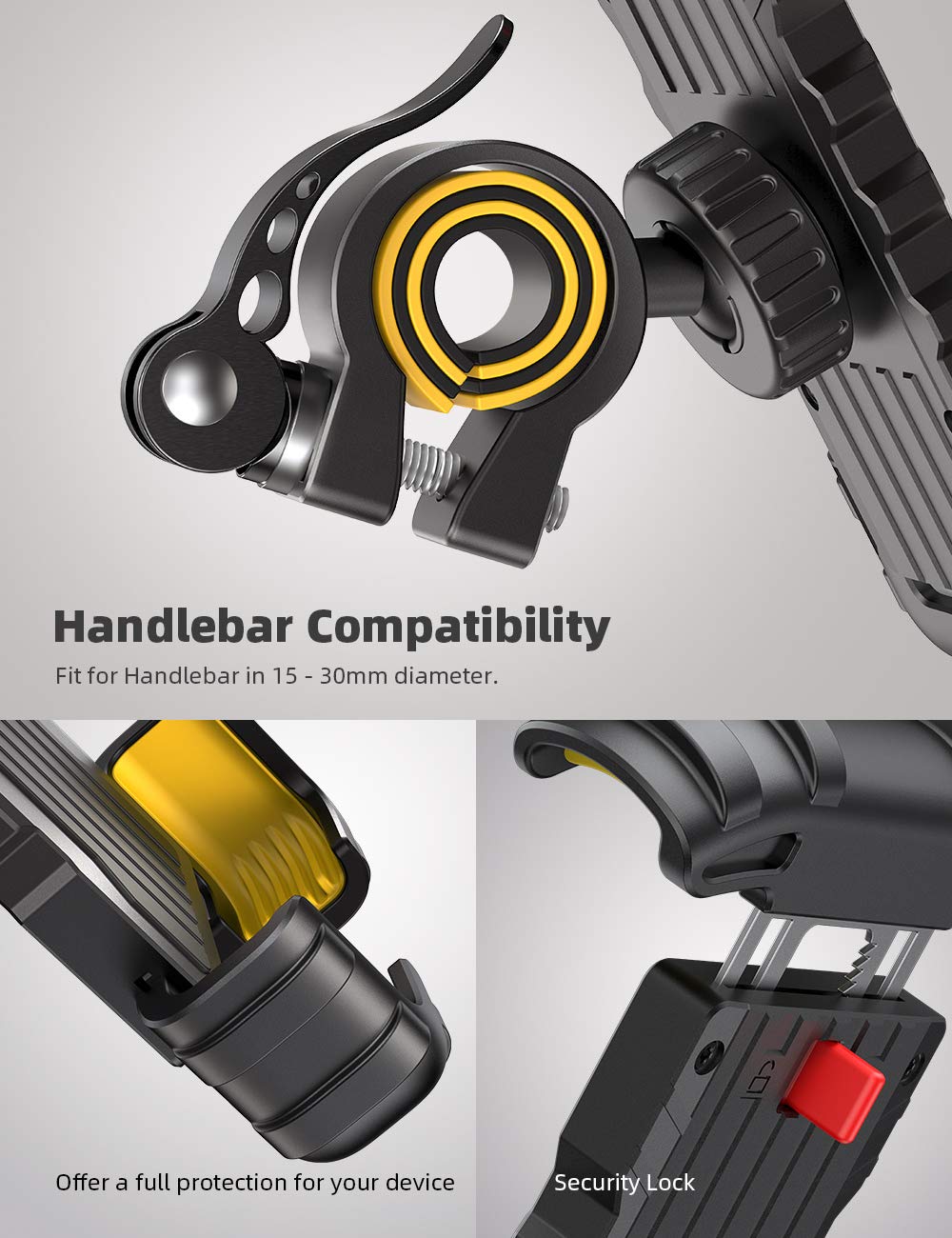 Lamicall Bike Phone Holder, Motorcycle Mount - Motorcycle Phone Holder, Handlebar Cell Phone Clamp, Scooter Phone Clip for iPhone 16 Pro Max/Plus, 15 Pro Max, S10, S20, More 4.7" to 6.8" Smartphones