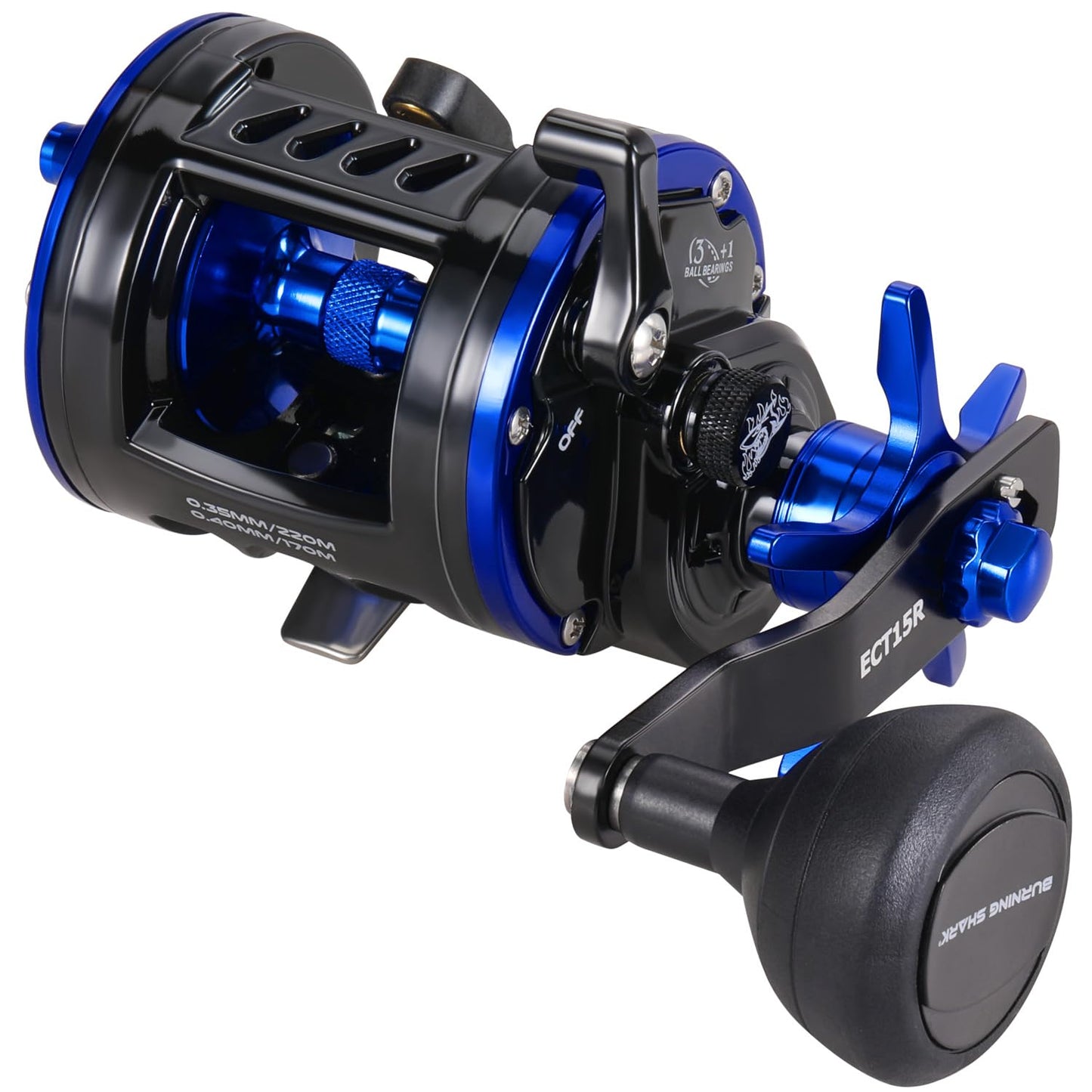 Baitcasting Fishing Reel, Smooth Powerful Round Baitcaster Reel, Saltwater Inshore Surf Trolling Reel, Conventional Reel for Catfish, Musky, Bass, Pike