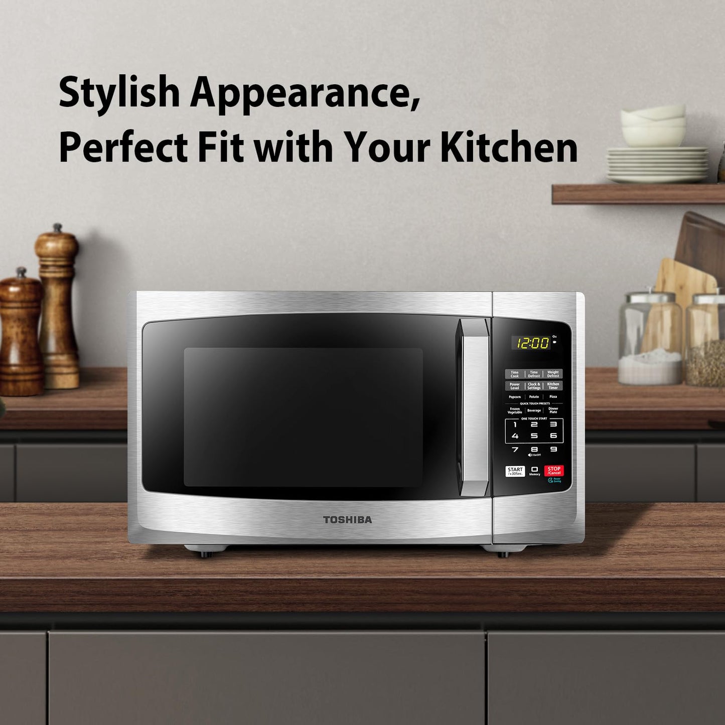 TOSHIBA Small Microwave Oven with 11 Power Levels, Sound On/Off & Eco Mode, Cu Ft, 700W, Black, MM-EM07PA(BK), ChefDefrost-0.7 Cu.Ft