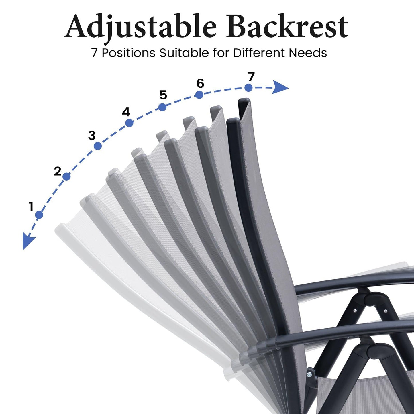 Crestlive Products 7 Pieces Patio Dining Set for 6, Outdoor Table and Folding Dining Chairs 70in Rectangle Aluminum Table with Umbrella Hole Foldable Adjustable High Back Patio Chairs, Grey