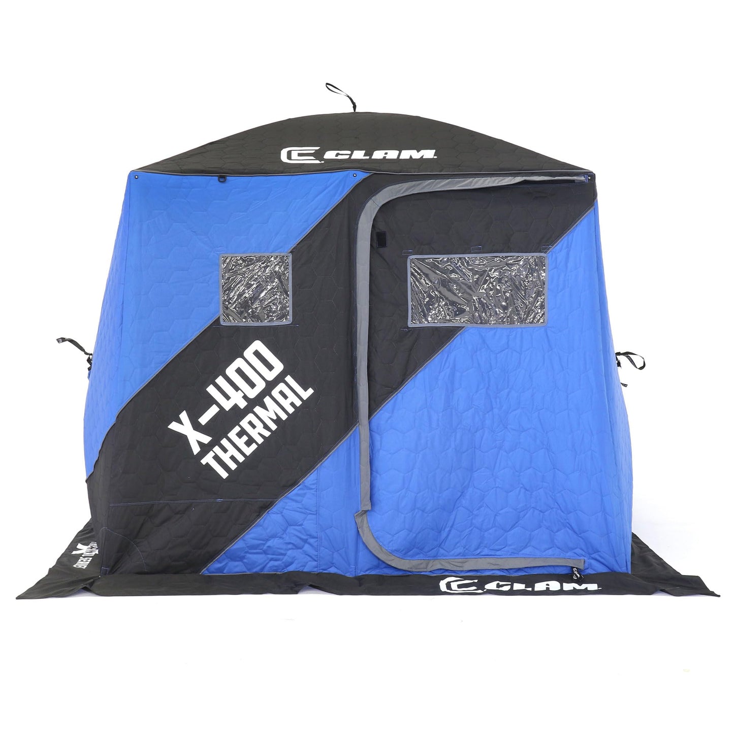 CLAM Portable Fishing Angler Thermal Hub Shelter Tent with Anchor Straps, Carrying Bag
