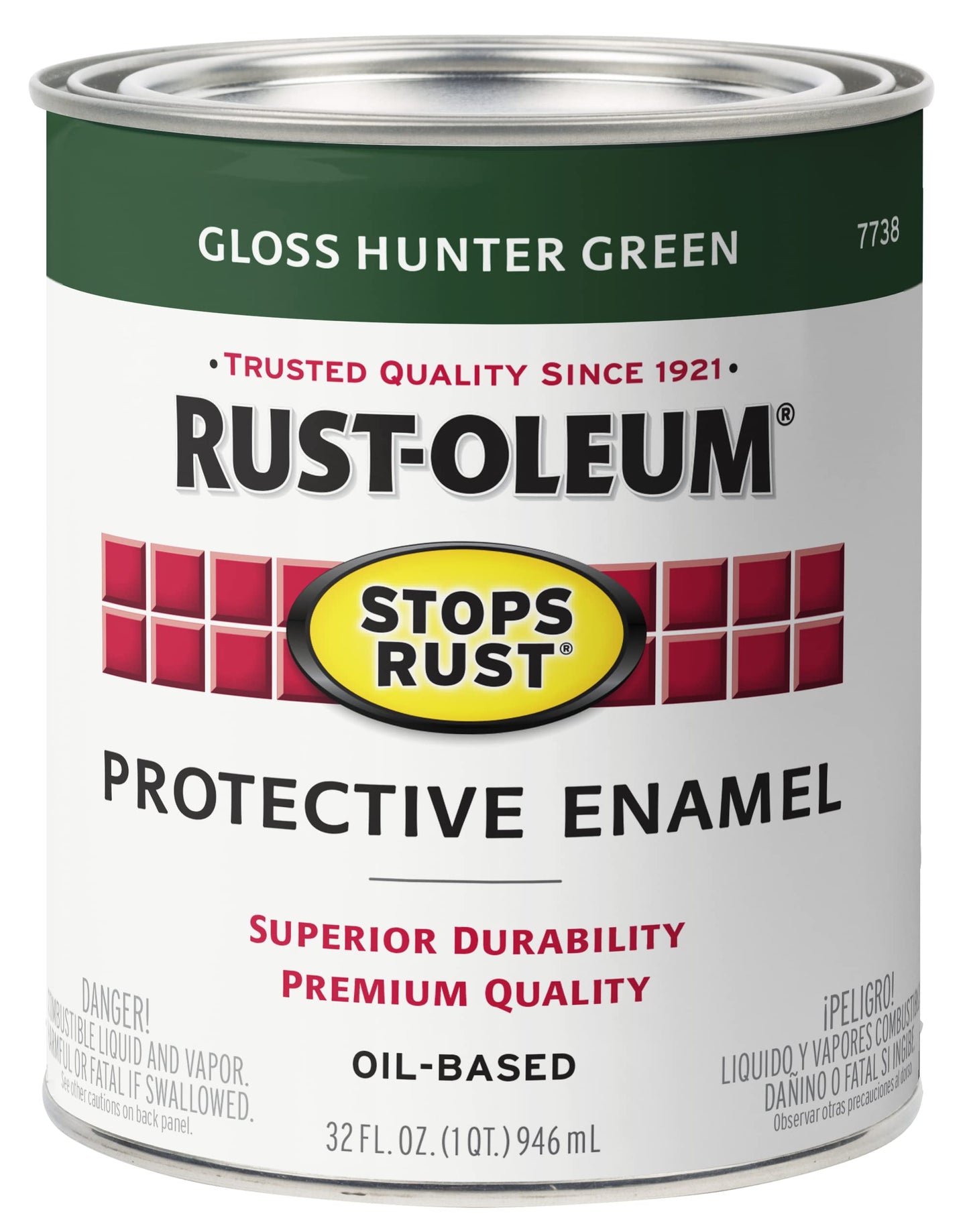 Rust-Oleum 7779502 Stops Rust Brush On Paint, Quart, Gloss Black, 32 Fl Oz (Pack of 1)