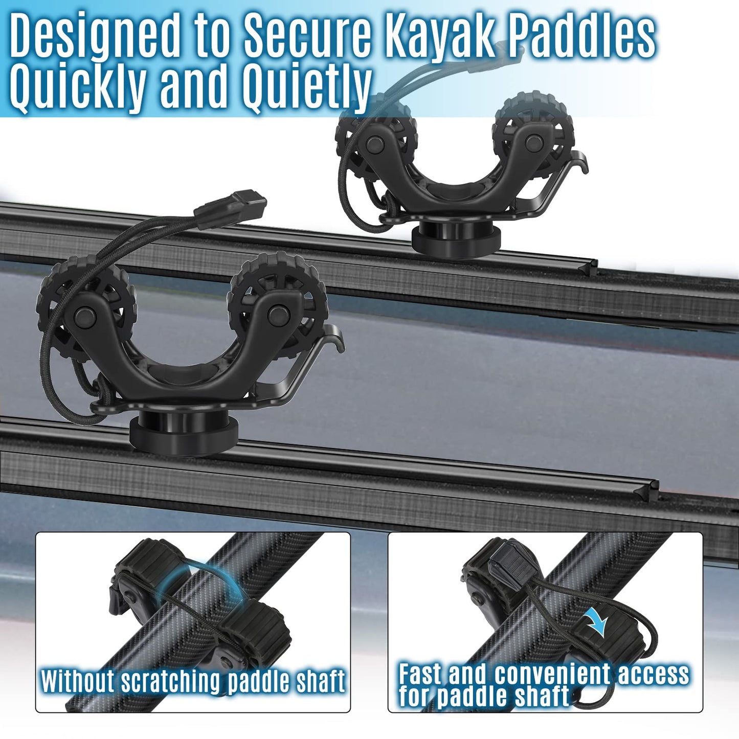 Kayak Paddle Holder, Kayak Accessories for Fishing, Dual Head Kayak Track Mount Accessories, Offset Paddle Holder for Kayaking, Kayak Rail Accessories