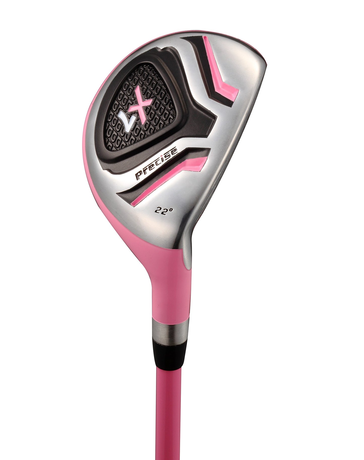 Distinctive Girls Pink Junior Golf Club Set for Age 9 to 12 ( Height 4'4" to 5' ), Left Handed Only, Set Includes: Driver, Hybrid Wood, 2 Irons, Putter, Bonus Stand Bag & 2 Headcovers