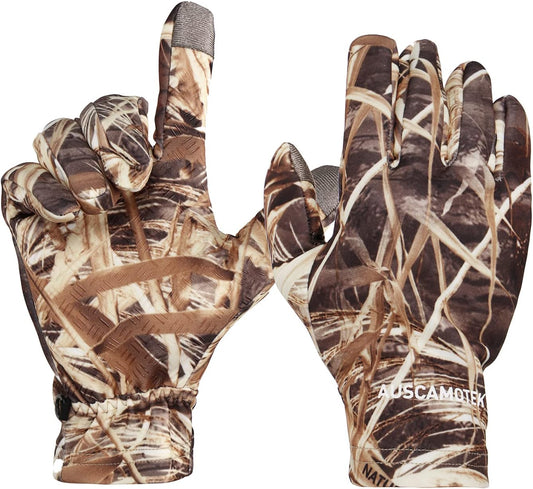 AUSCAMOTEK Duck Hunting Camo Gloves for Men with Touch Screen Fingers