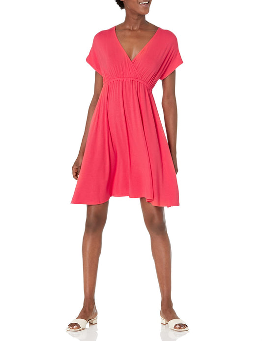 Amazon Essentials Women's Surplice V Neck Swing Dress (Available in Plus Size)