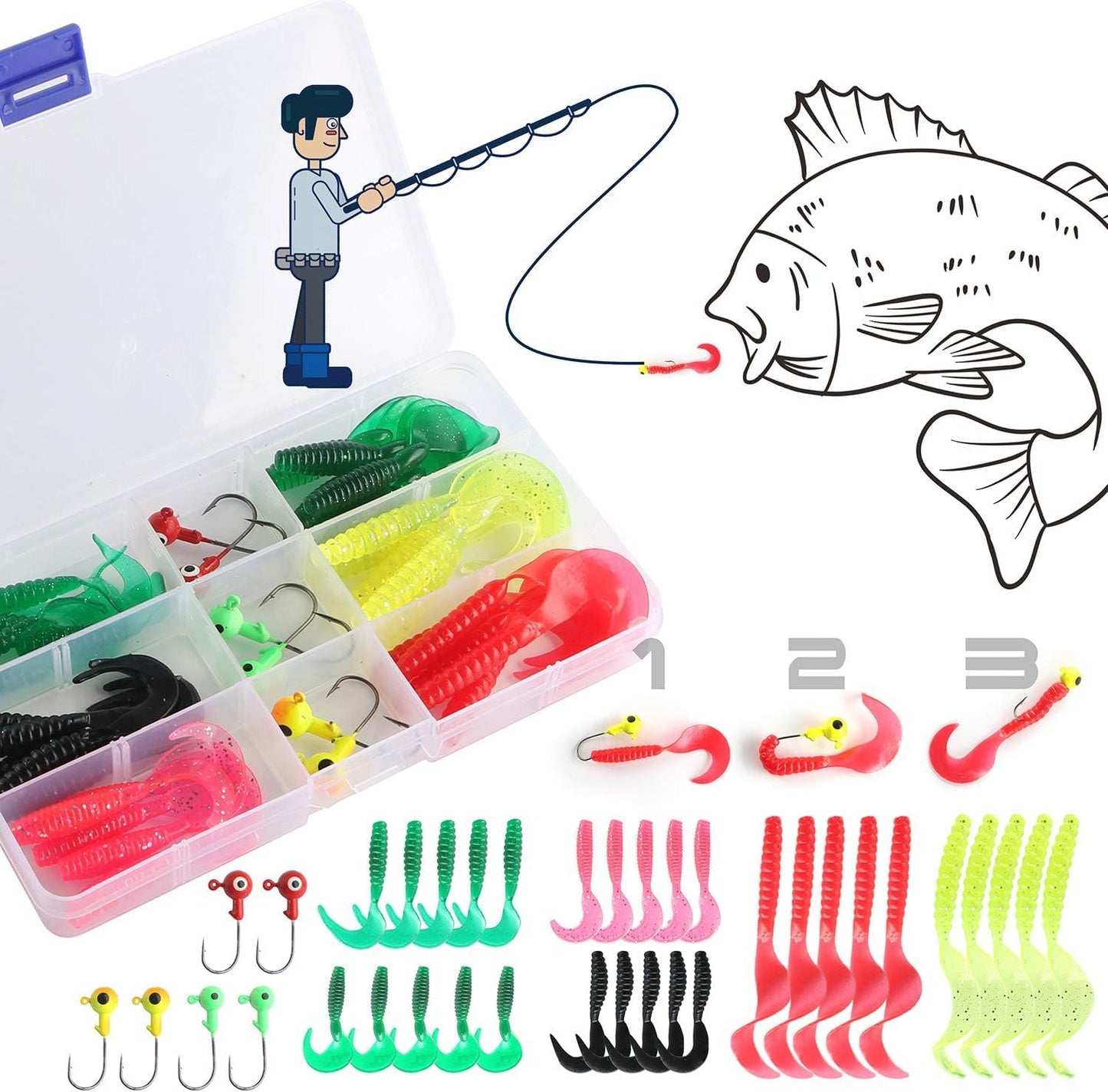Fishing Rod Reel Combos Collapsible Fishing Rod Kit, 2PCS Telescopic Fishing Pole+2PCS Spinning Reels+Lures Hooks+Tackle Bag+Fishing Accessories Full Combo for Kids Youth