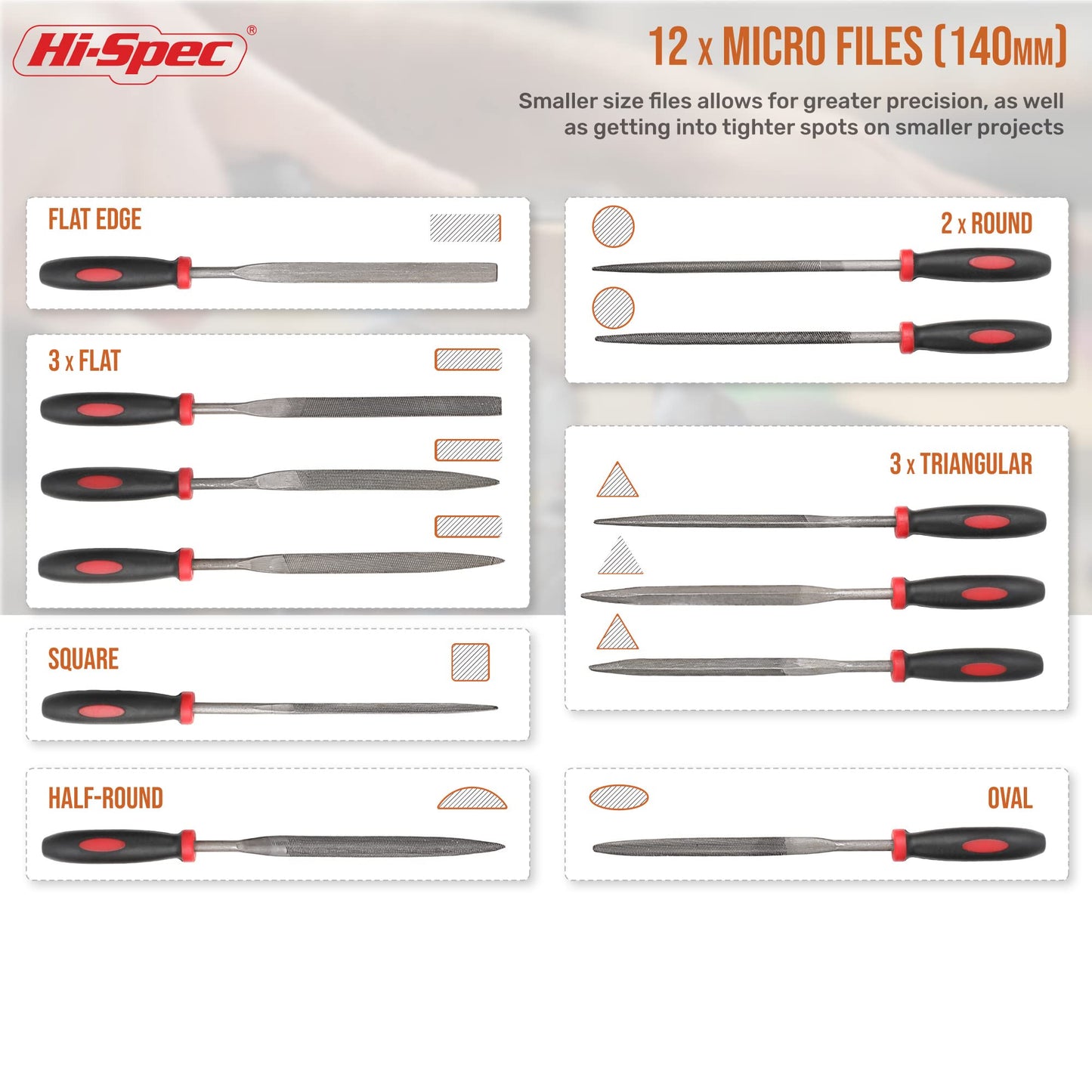 Hi-Spec 17 Piece Metal Hand & Needle File Tool Kit Set. Large & Small Mini T12 Carbon Steel Flat, Half-Round, Round & Triangle Files. Complete in a Zipper Case with a Brush