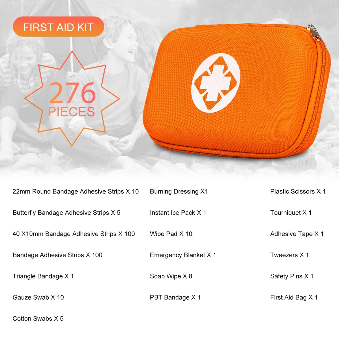 276PCS First Aid Kit Home Car Camping Hiking Emergency Supplies Small Compact Lovely Bag for School Outdoor, Basic Outdoor Essentials Survival Kit for Travel AMORNING
