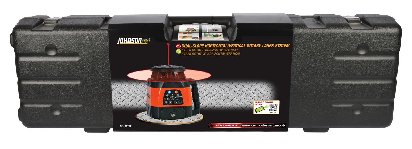 Johnson Level & Tool 99-028K Electronic Self-Leveling Dual Slope Horizontal/Vertical Rotary Laser System, Red, 1 Kit