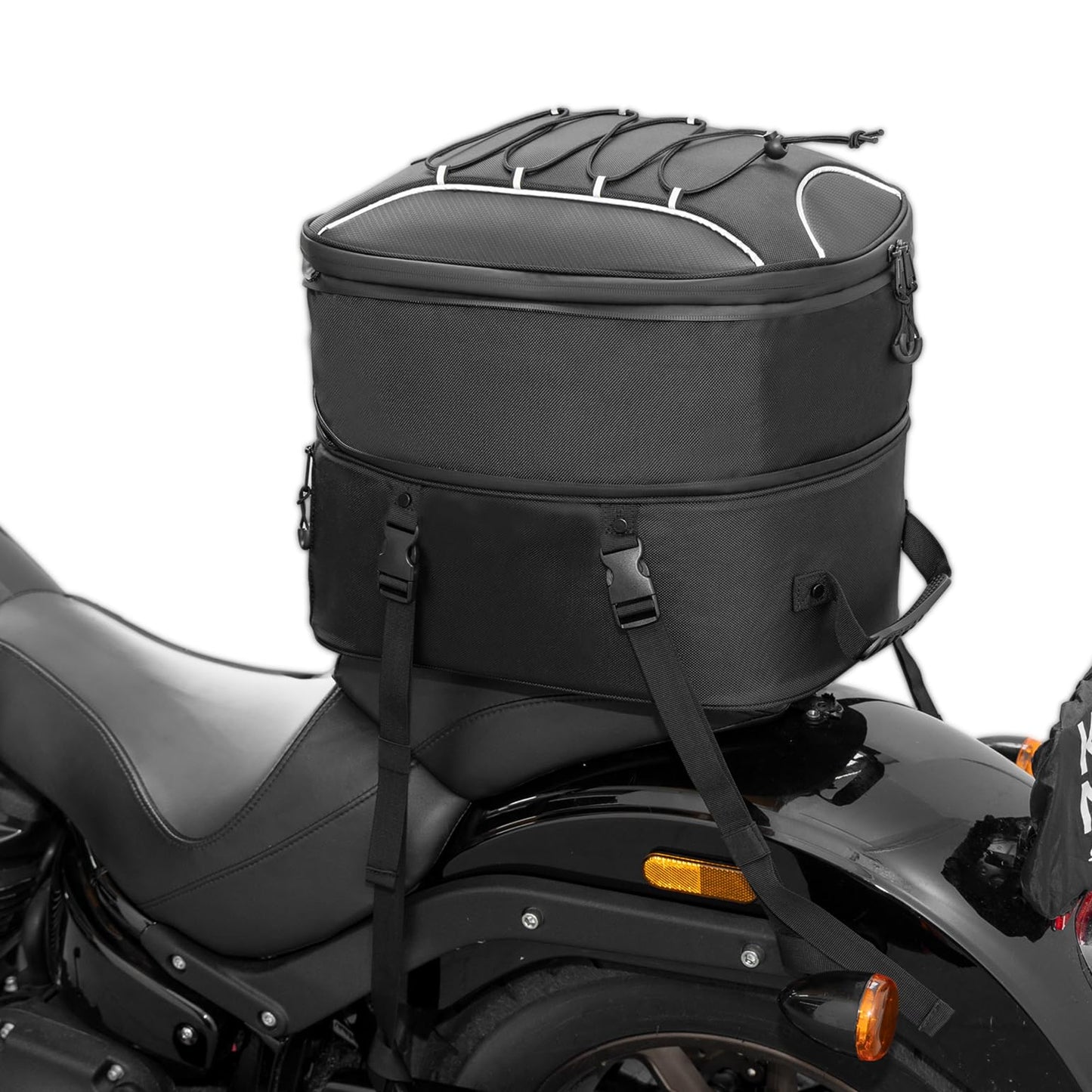 KEMIMOTO Motorcycle Tail Bag, Dual Use Motorcycle Rear Seat Bag with Waterproof Rain Cover, 22L-34L Expandable Motorbike Helmet Bag Luggage Storage Backpack with 6 straps