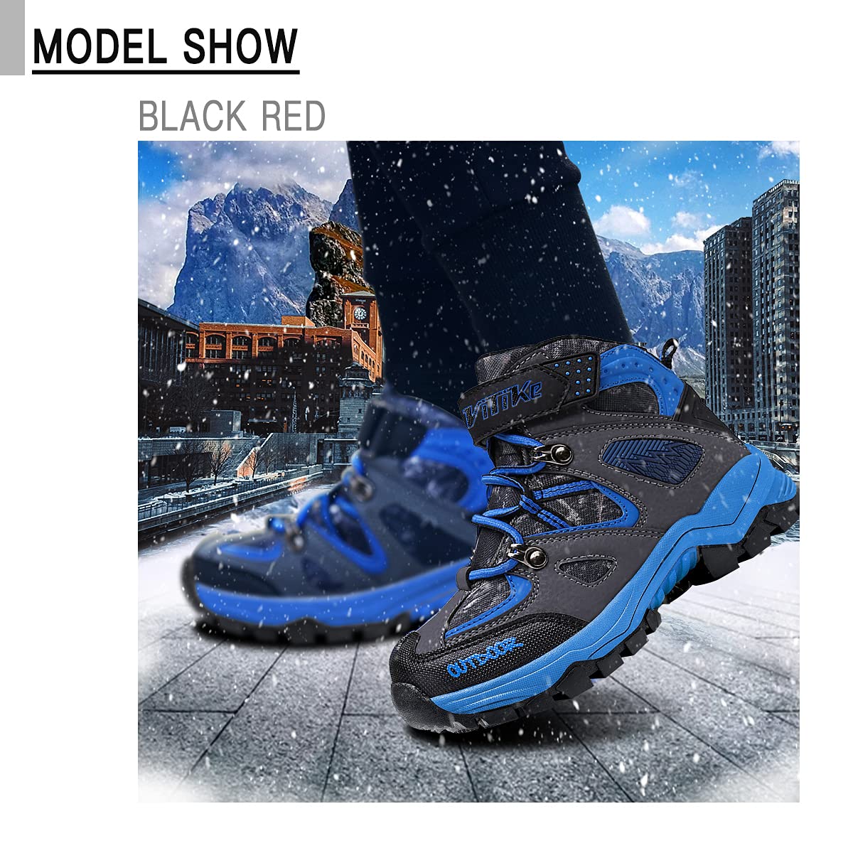 Littleplum Boys Snow Boots Winter Waterproof Antiskid Boots Hiking Outdoor Shoes Booties for Unisex Kids (Little Kid/Big Kid)