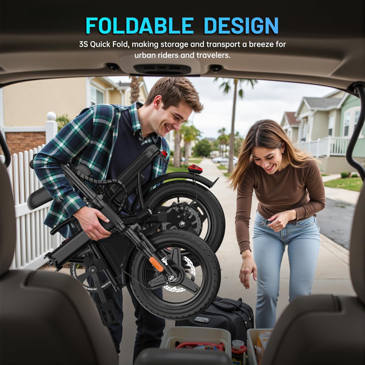 Folding Electric Bike for Adults and Teens, 14" Foldable E-Bike with 500W Motor, Commuter Mini Ebike with 48V Removable Battery UL 2849 Certified, Electric Bicycle with 25 Miles PAS Range (Black)