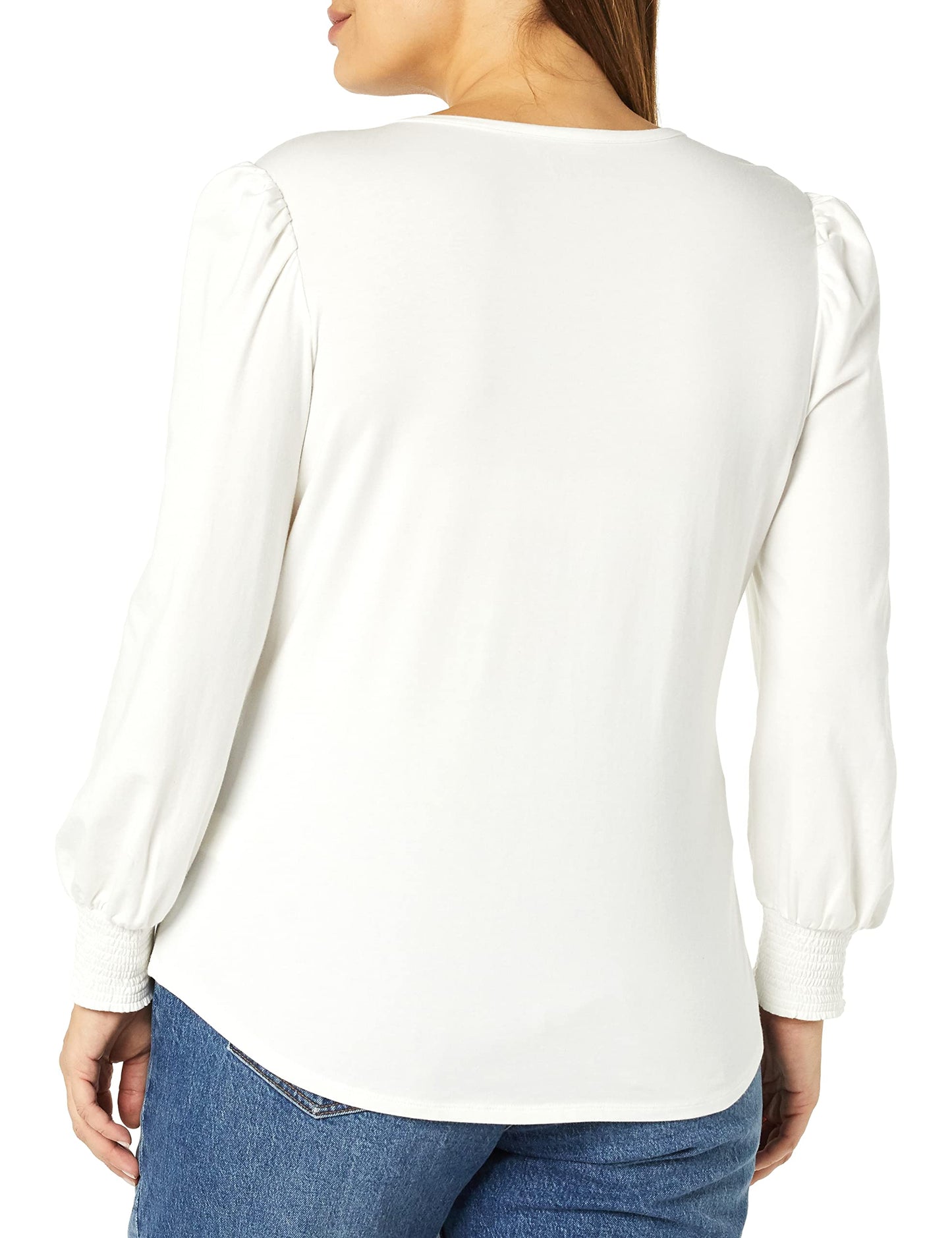Amazon Essentials Women's Long-Sleeve Crewneck Smocked Cuff T-Shirt