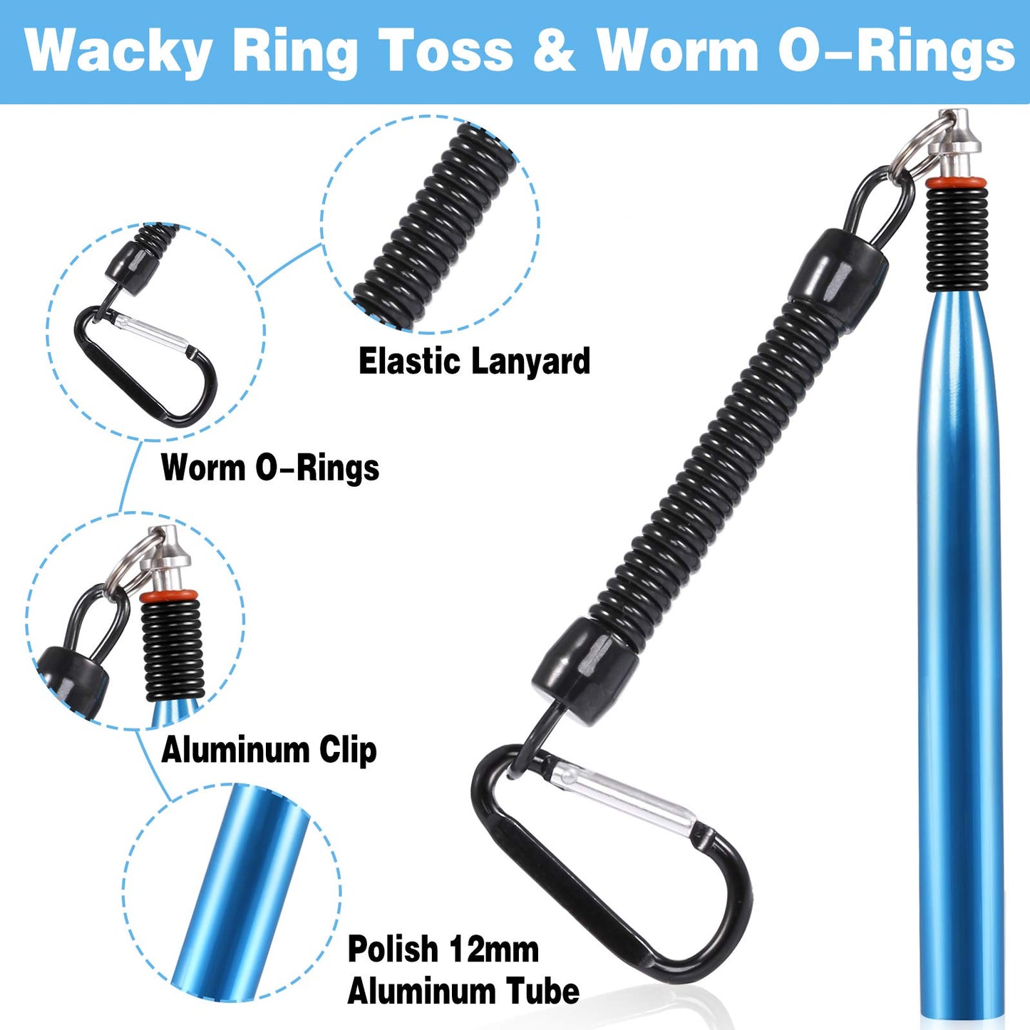 PLUSINNO 5.5" Wacky Worm Fishing Lure Kit, 137PCS Soft Plastic Fishing Lures, Grub Baits Hook Wacky Rig Bass Trout Fishing Worms Lures w/Tackle Box-A