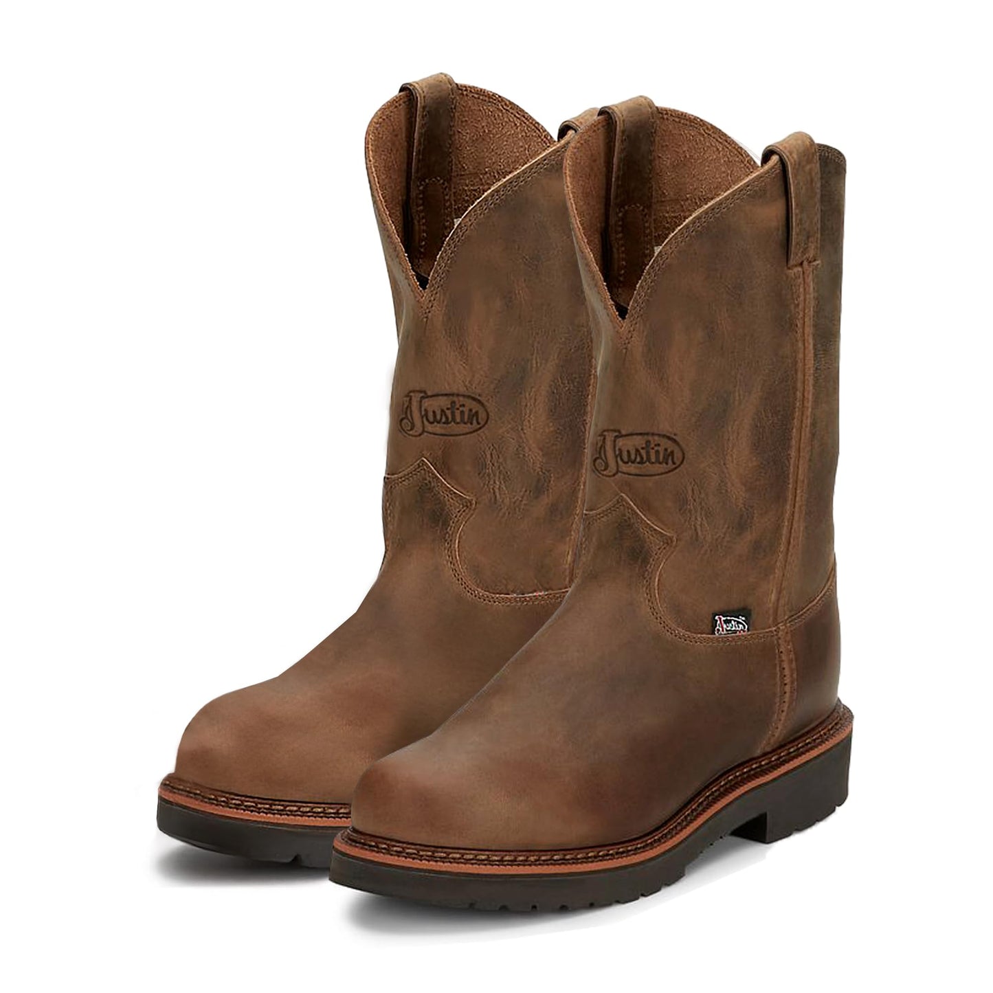 Justin Blueprint 11" Work Boots for Men - Round Toe Full-Grain Leather Cowboy Boots with Slip-resistant Outsole, EH-Rated