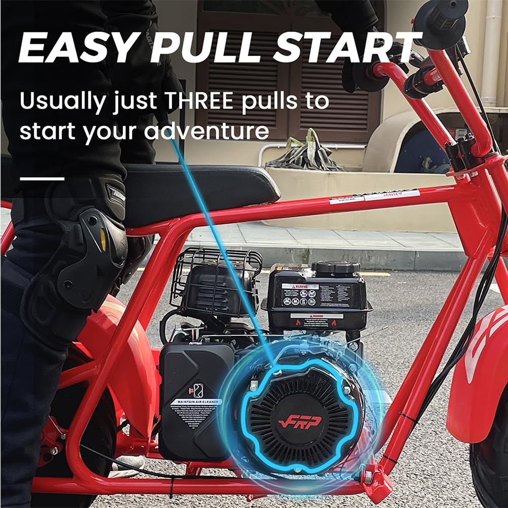 FRP Mini Dirt Bike GMB100, 99 CC Gas Powered Mini Bike 4 Stroke 3HP, Off Road for Kids and Adult, Trail Bike Up to 28 Mph, Weight Support Up to 220 LBS (RED)