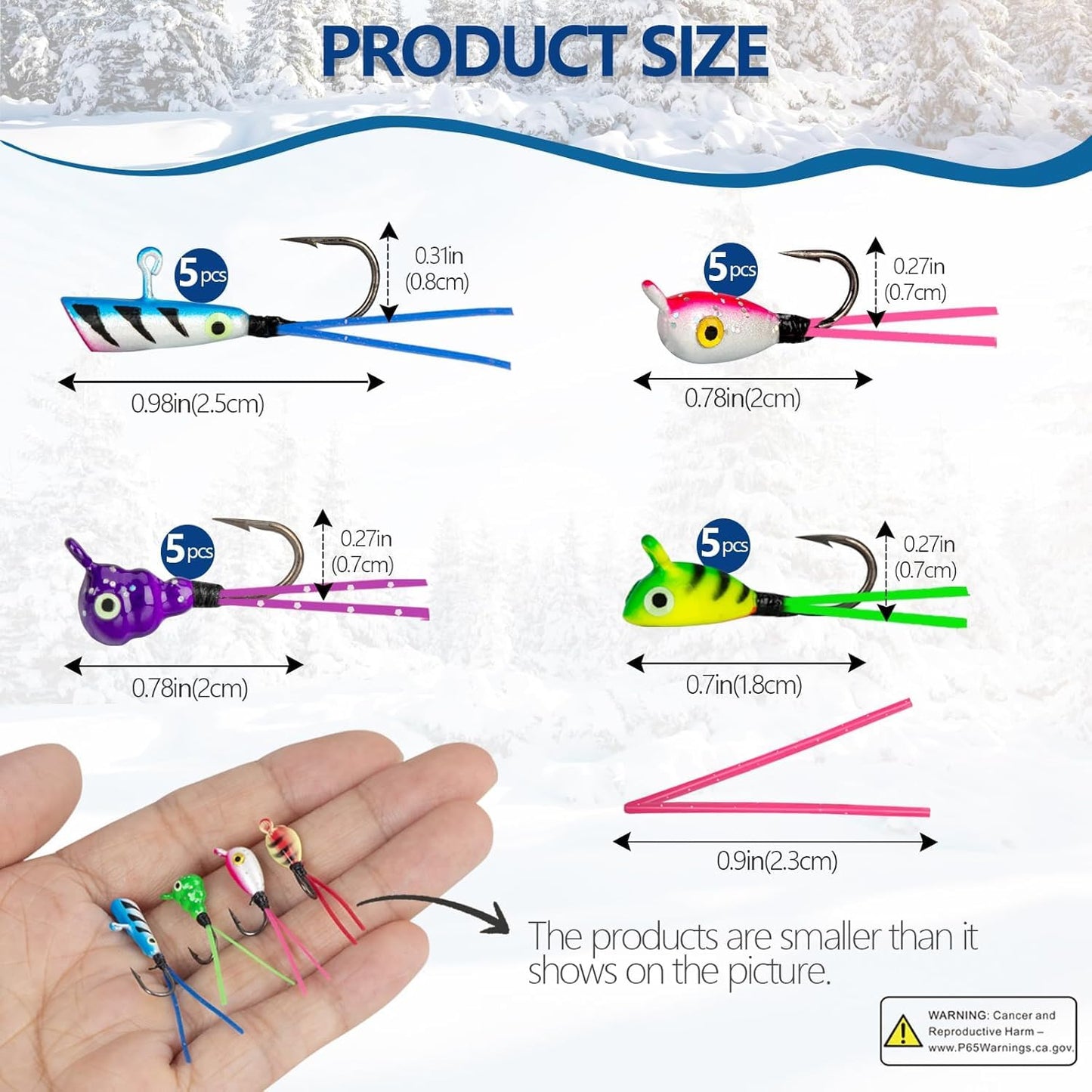 THKFISH Ice Fishing Jigs Kit, Jigs Heads for Ice Fishing Gear, Ice Fishing Lures for Panfish, Crappie, Walleye, Perch, Trout and Bluegill 18/40/70pcs