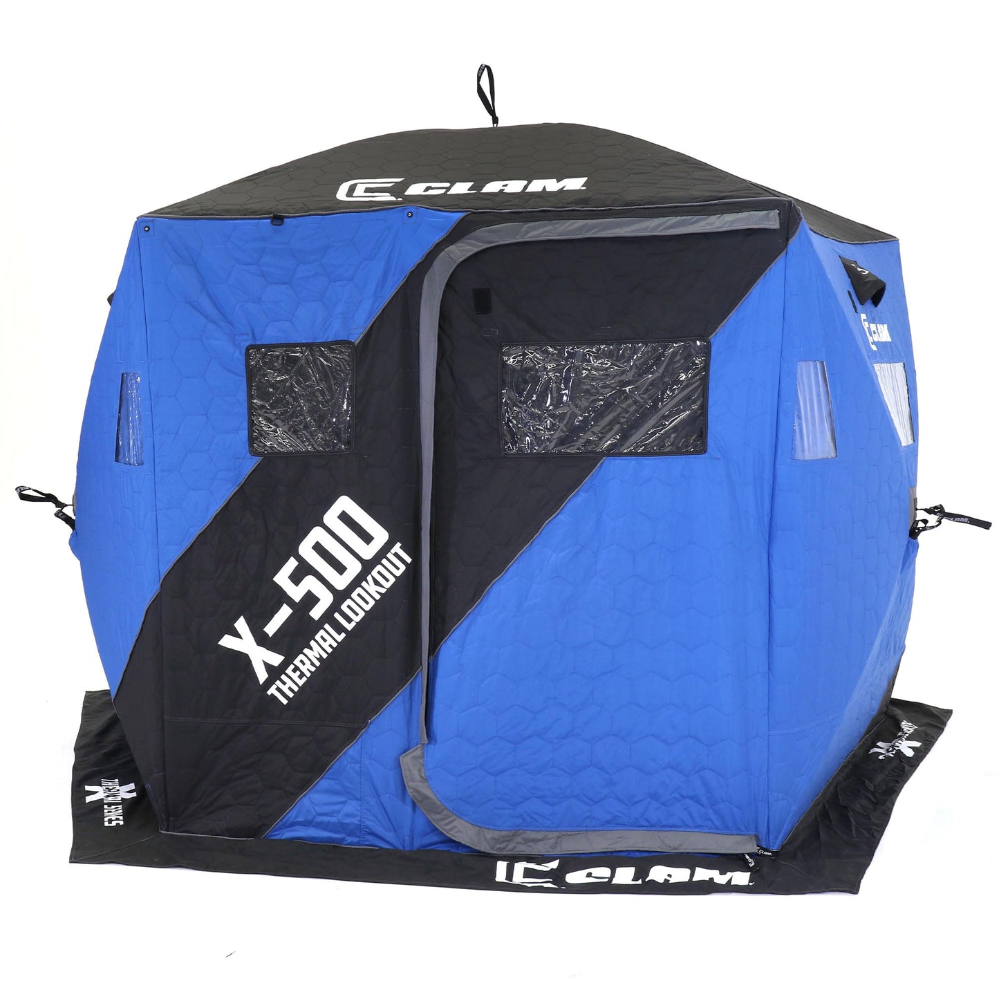 CLAM Portable Fishing Angler Thermal Hub Shelter Tent with Anchor Straps, Carrying Bag