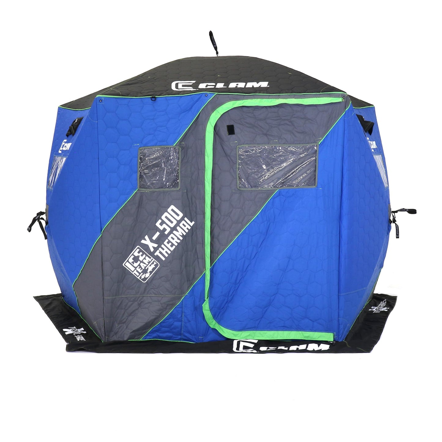 CLAM Portable Fishing Angler Thermal Hub Shelter Tent with Anchor Straps, Carrying Bag