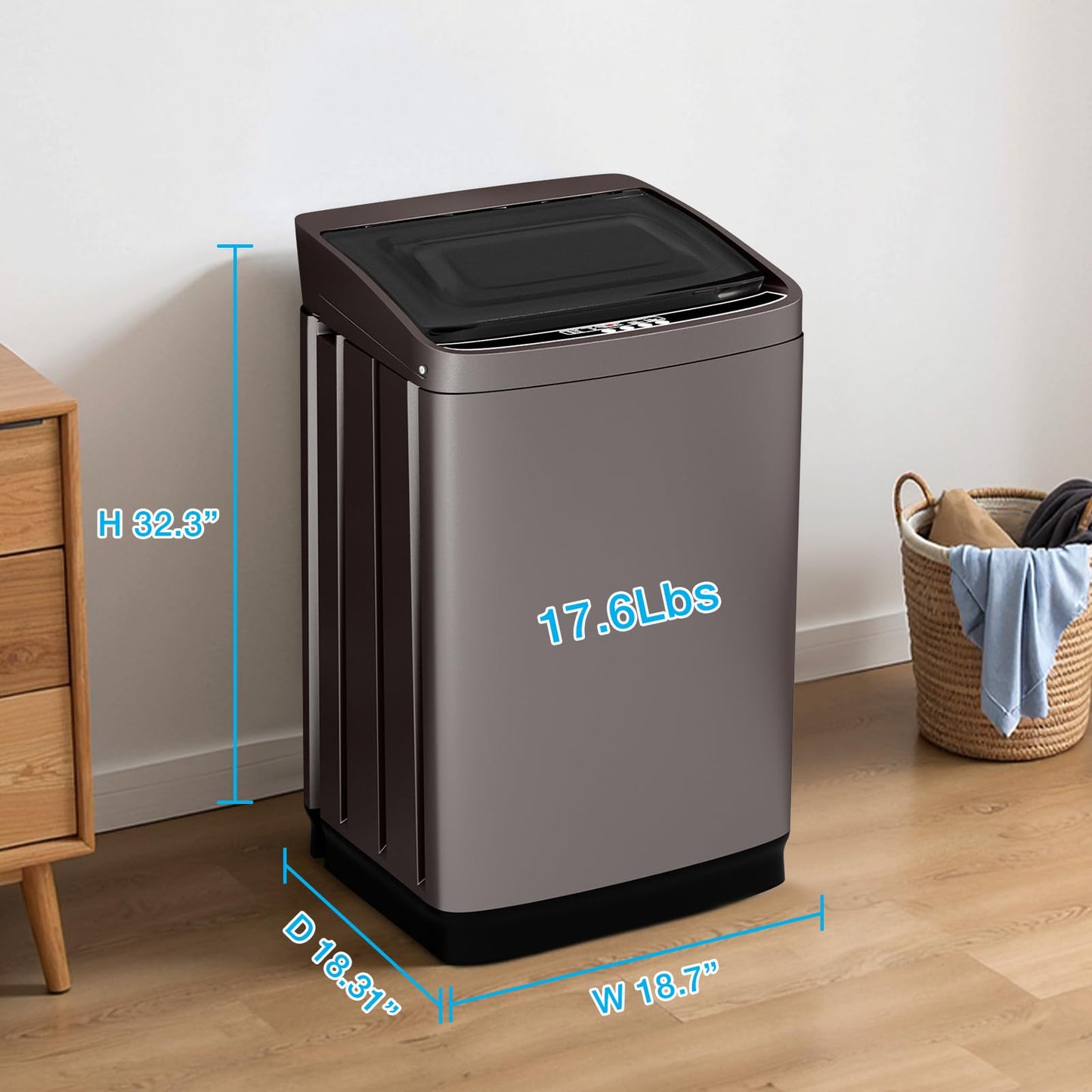 Muhub Washer and Dryer Combo Set,Full-Automatic 17.6LBS Washing Machine with 10 Washing Programs & Portable Laundry Dryer with 4 Automatic Drying Mode.