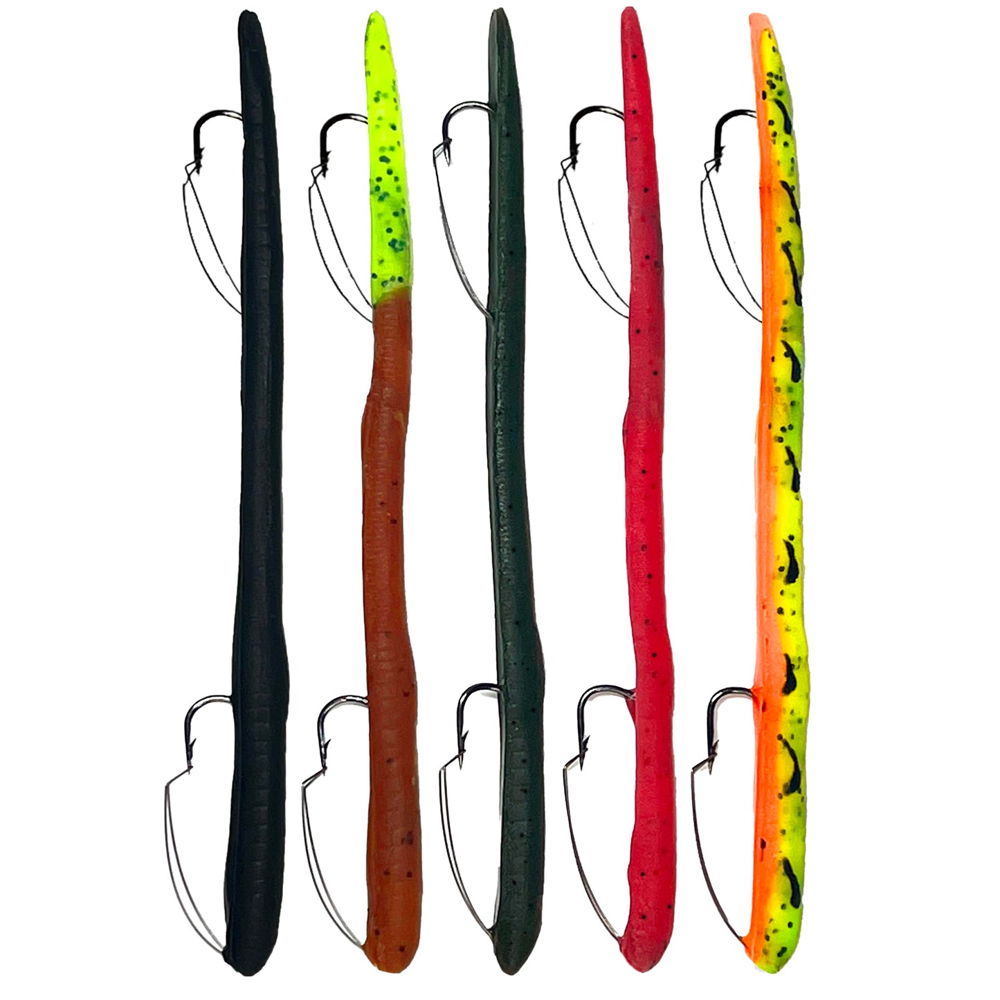 Made in USA Weedless Pre-Rigged Fishing Lures Bass Set, Pike, and Anything in Between - USA - Extra Durable Soft Plastic Swimbaits for Bass Fishing Lures - 5 PCS Bass Baits and Lures Pack(Variety)