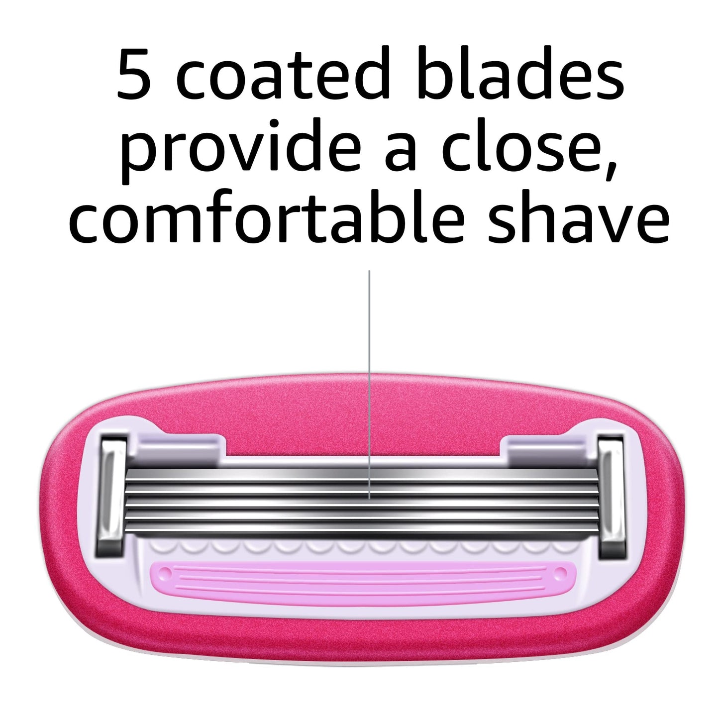 Amazon Basics Women's 5-Blade Razor for Smooth, Close Shave, FITS Amazon Basics Handle and Venus Handles, Ideal for Sensitive Skin, Includes 1 Handle, 12 Cartridges & 1 Shower Holder