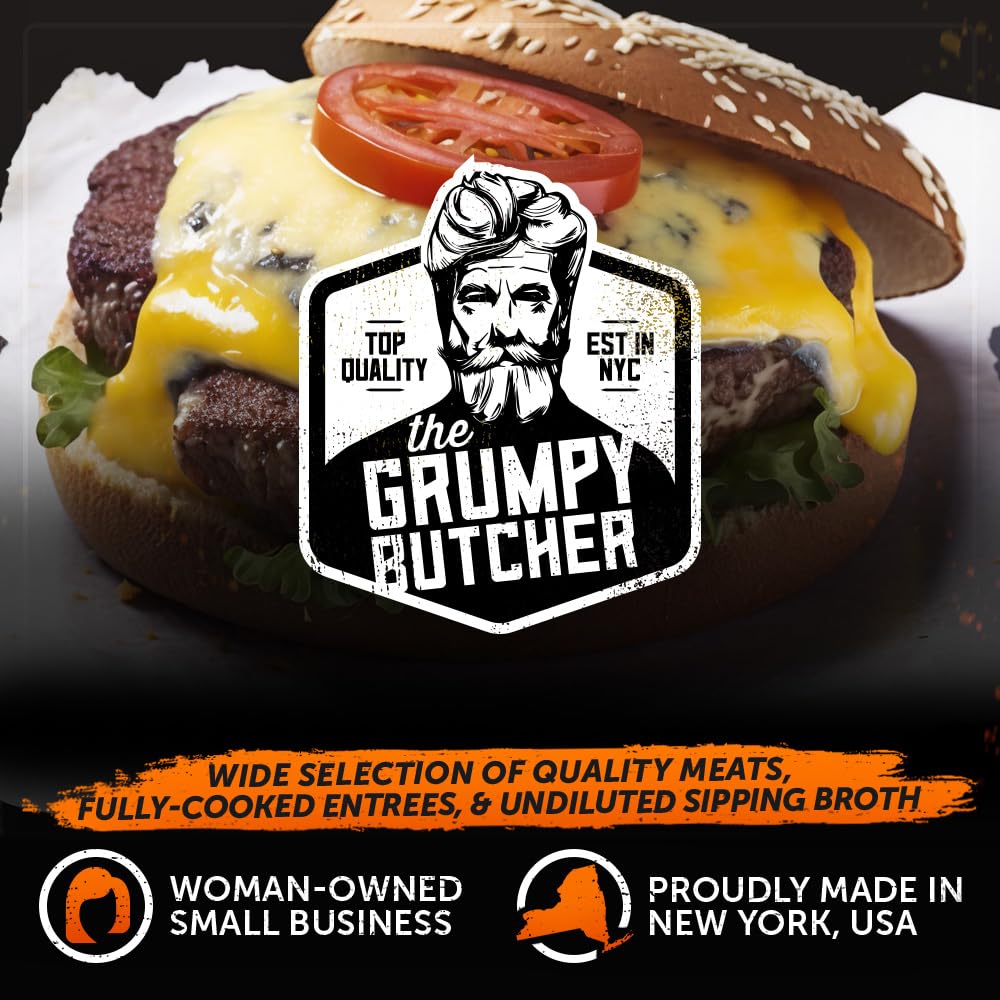 Grumpy Butcher Box Meat Food Gifts: 2 Top Sirloins Steaks (6 oz), 2 Duroc Bone in Pork Chops (14 oz) & 2 Cheese Stuffed Chicken Breasts Wrapped in Bacon (8 oz) - Gourmet Gift Basket for Men