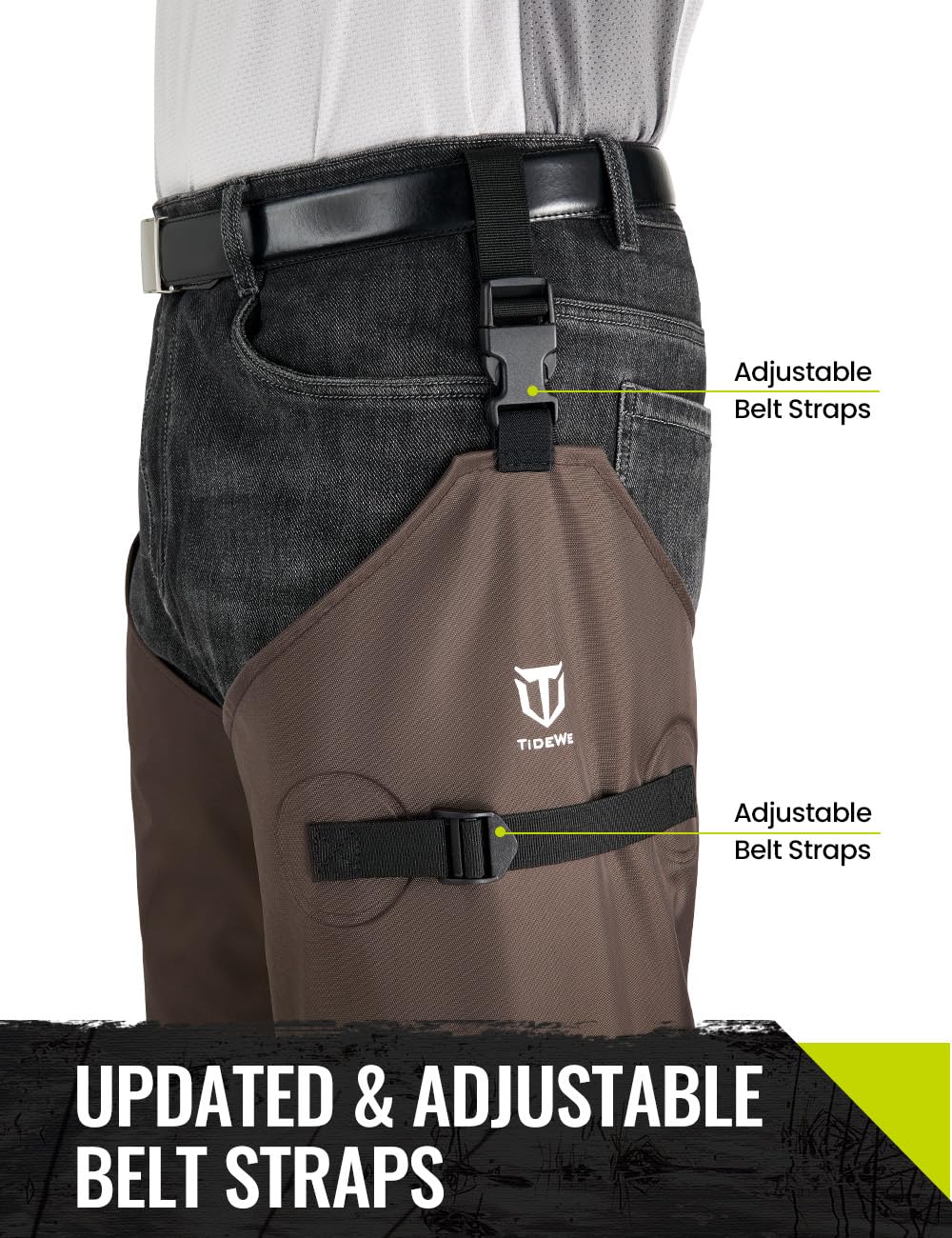 TIDEWE Hip Wader, Lightweight Hip Boot for Men and Women, 2-Ply PVC/Nylon Fishing Hip Wader Brown Size 8