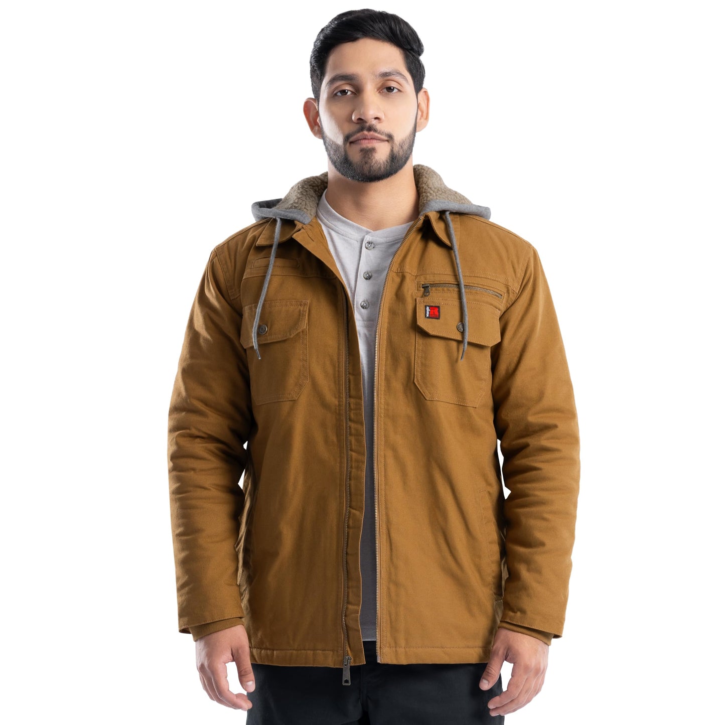 Wrangler Men's Quilted Lined Jacket with Sherpa Hood