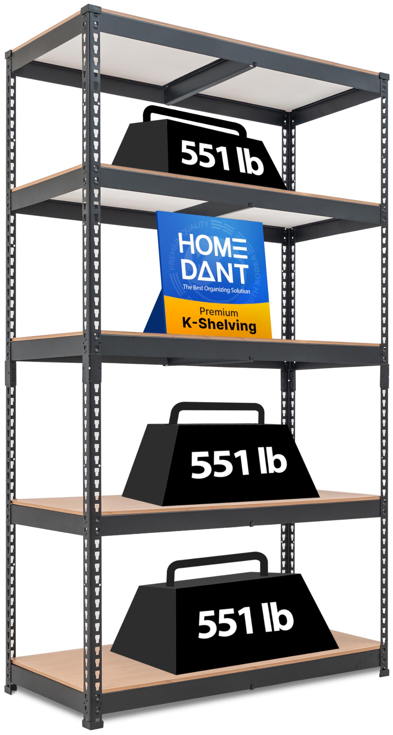 HOMEDANT 5 Tier Laminated Boltless Heavy Duty Garage Storage Adjustable Wide Size Metal Shelving Unit Utility Rack Shelves Organization Multipurpose Shelf Shed Warehouse 47.7"W x 24.1"D x 71.3"H 2Pack
