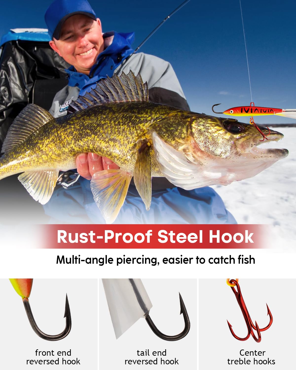 THKFISH Ice Fishing Jigs Ice Fishing Lures Ice Fishing Gear for Crappie, Panfish, Walleye, Bluegill Vertical Jigs Kit Ice Fishing Tackle 4PCS/8PCS 10g(0.35oz) 18g(0.63oz)