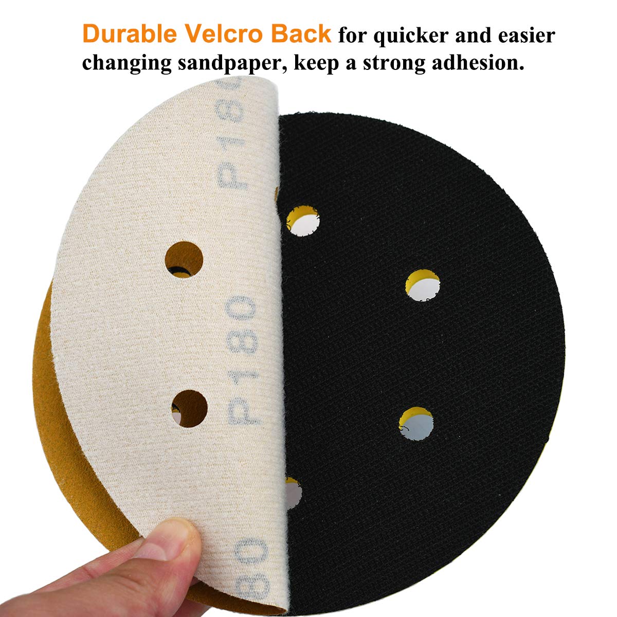 6-Inch 6-Hole Hook and Loop Sanding Discs 600-Grit, Random Orbital Sandpaper for Automotive and Woodworking, 100-Pack