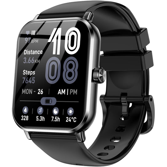 Jacoosa Smart Watch for Men Women, 1.83" HD Touchsreen, Bluetooth Calling, 5 ATM Water-Resistance, 130+ Sports Modes, Health, Fitness & Sleep Tracker, Timer, Fitness Watch for Android/iOS, Black