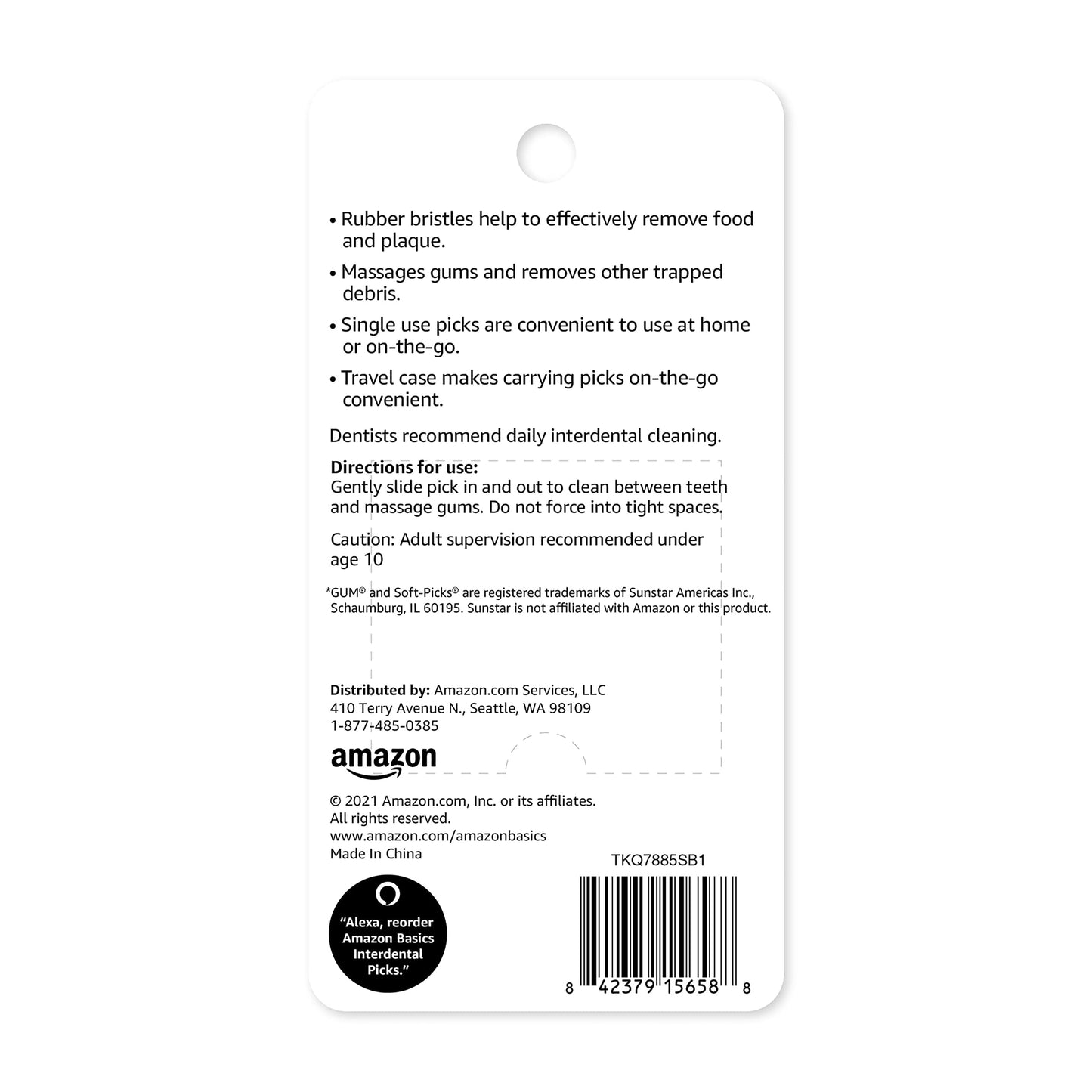 Amazon Basics Super Soft Interdental Picks for Plaque Remover and Teeth Cleaning, Easy to Use with Travel Case Included, 100 Count