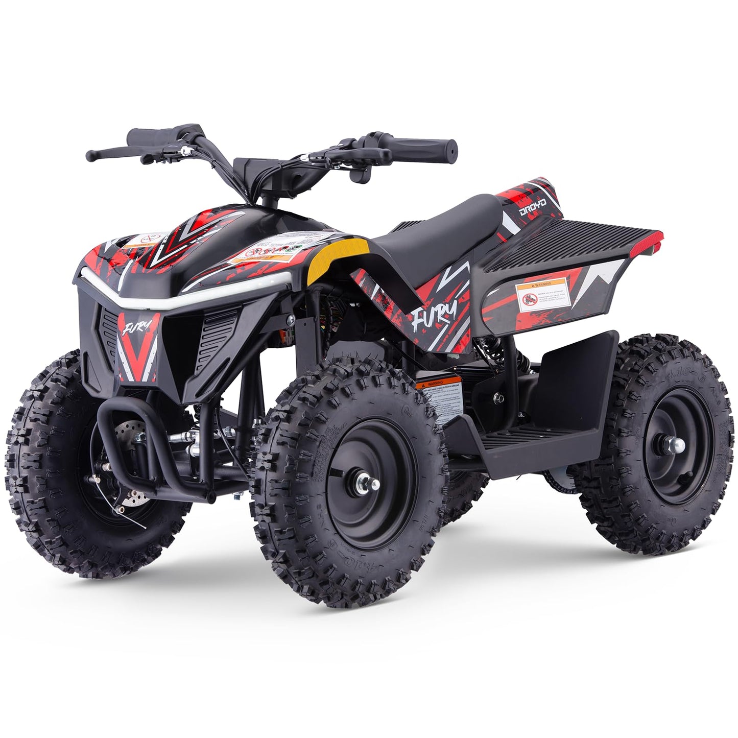 Droyd Electric ATV Vehicle Fury, 36V Kids Quad Bike with 500W Brushless Powerful Motor, 8-10 Miles Long Range Electric 4 Wheeler with Throttle Controlled Dual Suspension for Boys Girls Ages 6+