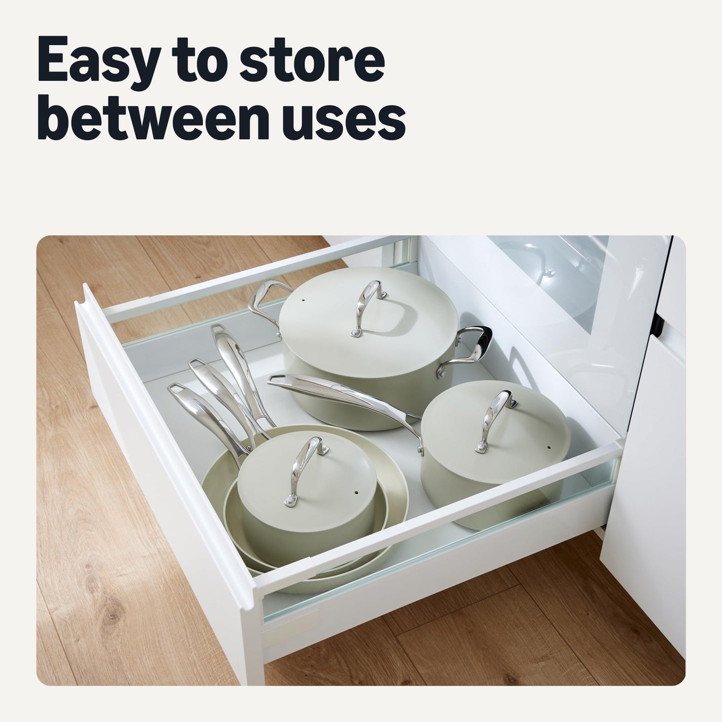 Amazon Basics Ceramic Nonstick Cookware, 8-Piece Set of Pots and Pans, Dishwasher and Oven-Safe, All Cooktop Friendly, Linen Gray