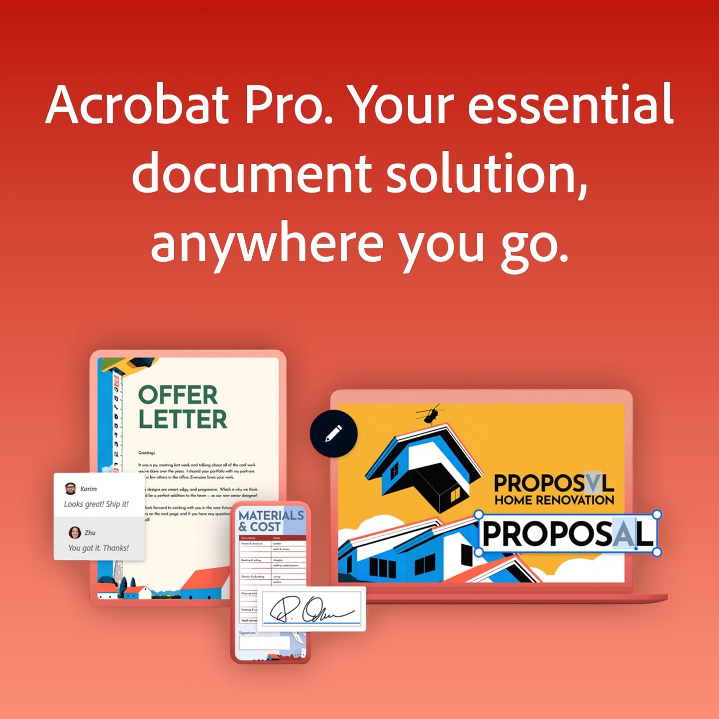 Adobe Acrobat Pro | PDF Software | Convert, Edit, E-Sign, Protect | PC/Mac Online Code | Activation Required