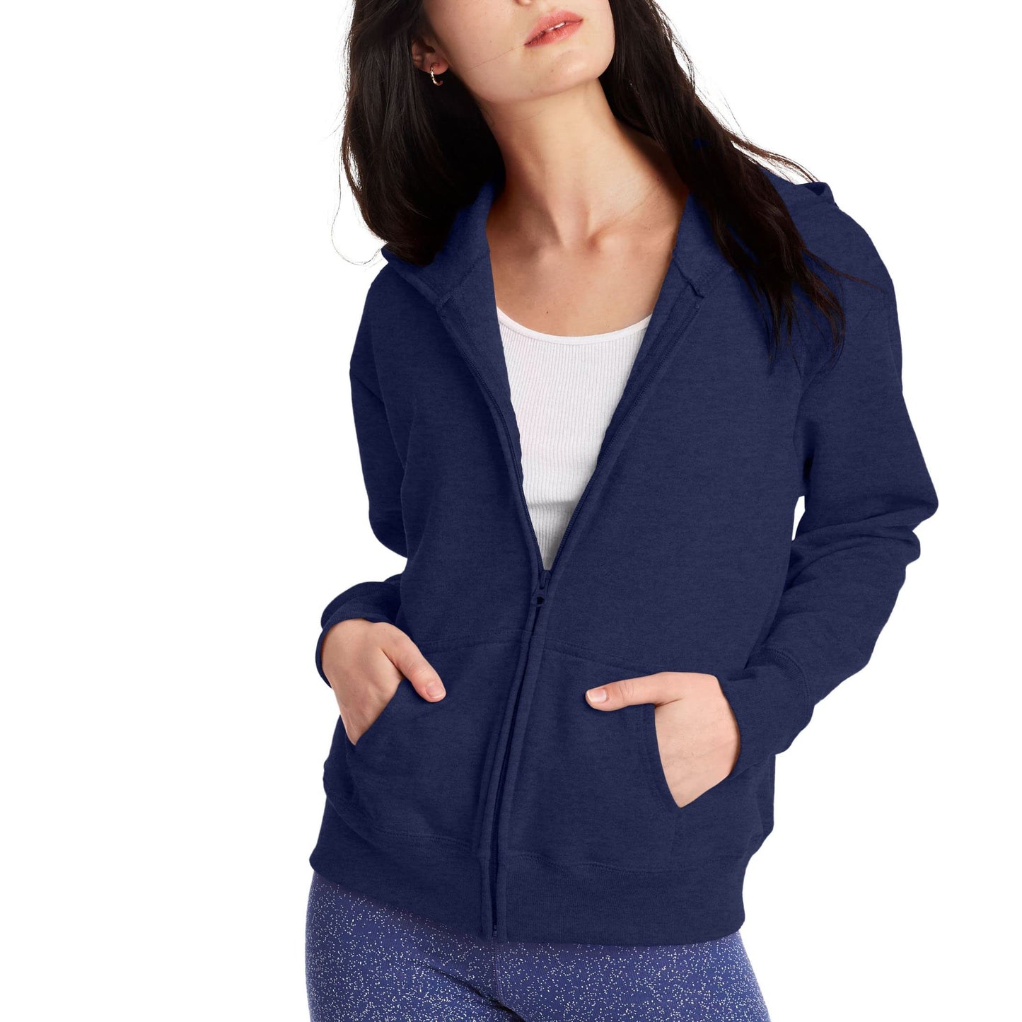 Hanes Women's Hoodie, Ecosmart Fleece Full-zip Hoodie, Zip-up Hooded Sweatshirt