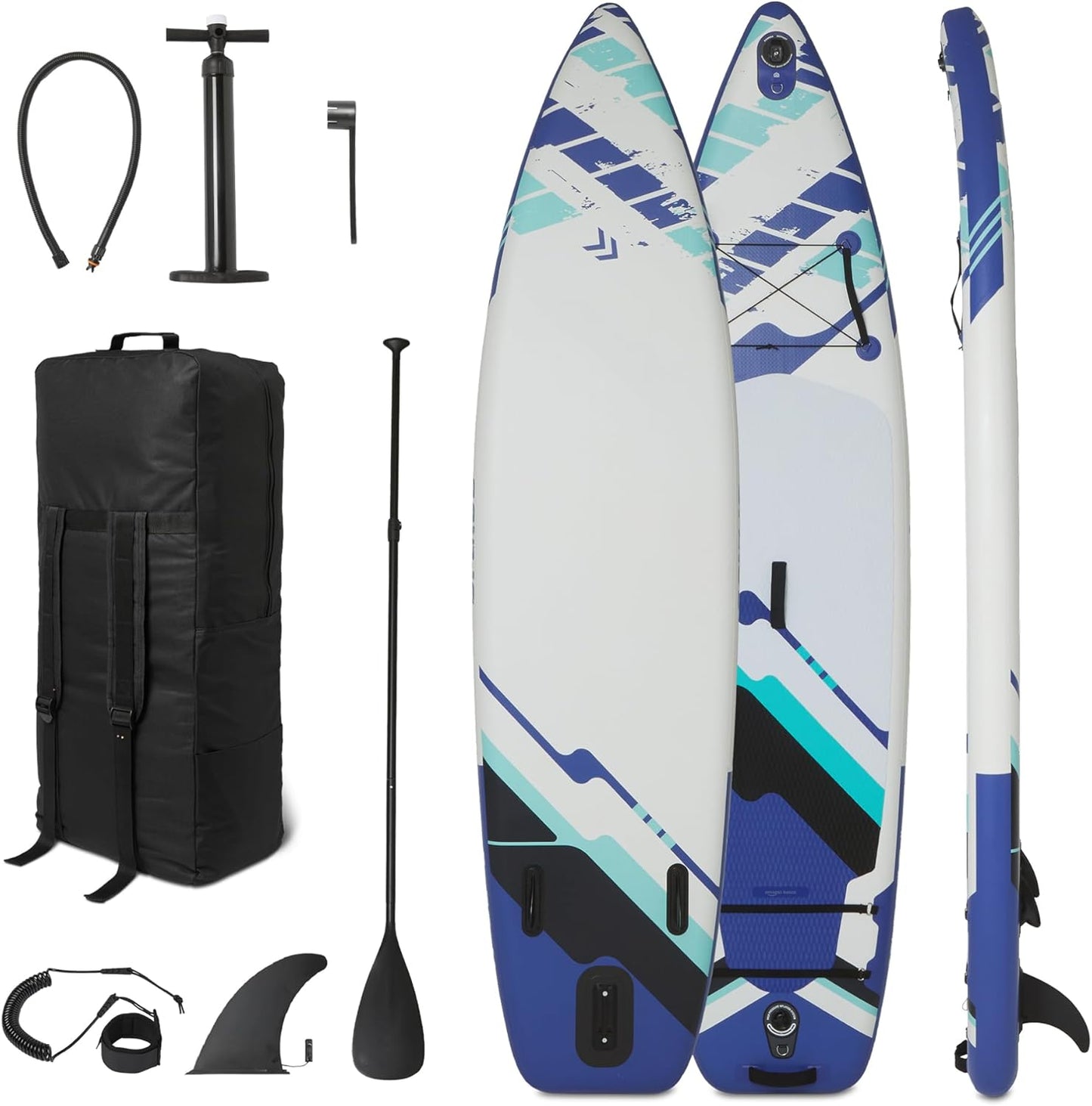 Amazon Basics Inflatable Stand Up Paddleboard with Accessories, 132" x 33" x 15", Blue