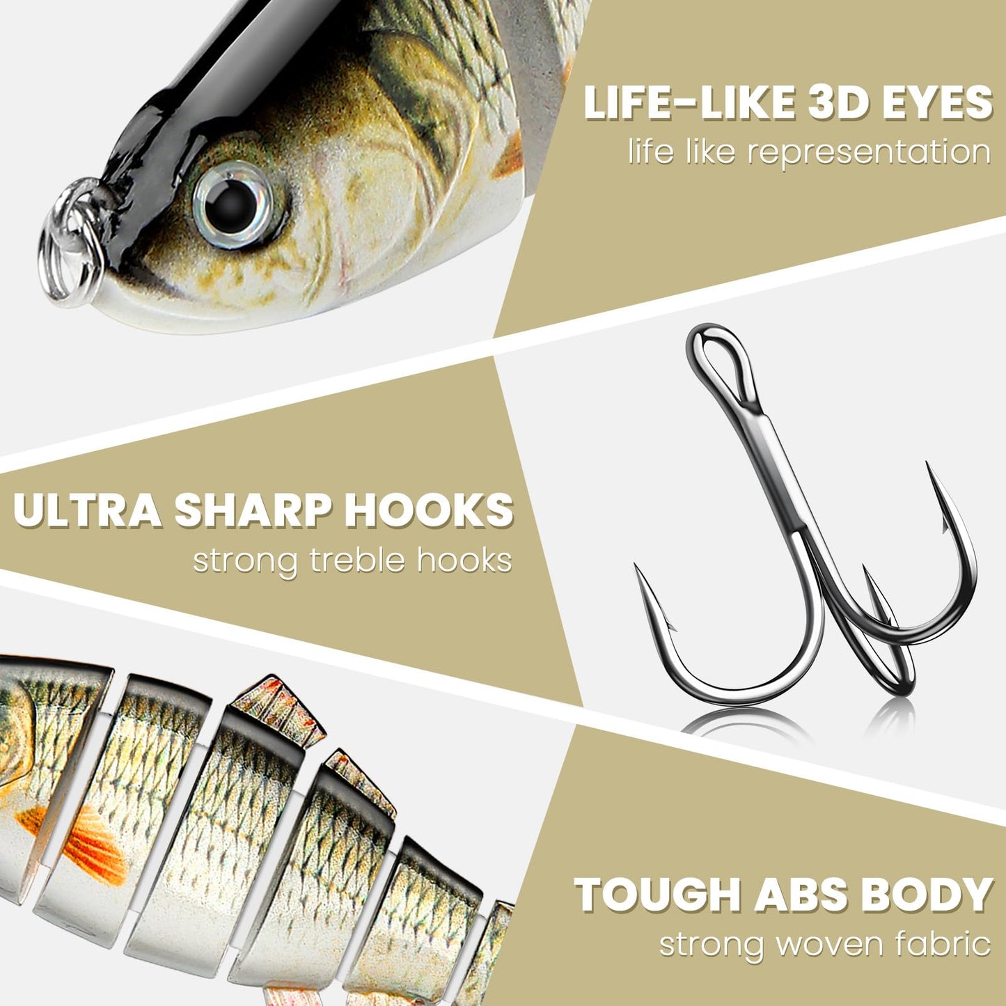 Bass Fishing Lure for Freshwater and Saltwater Lifelike Fishing Lures Multi Jointed Swimbait for Bass Trout Crappie Walleye Pike Fishing Gifts for Men