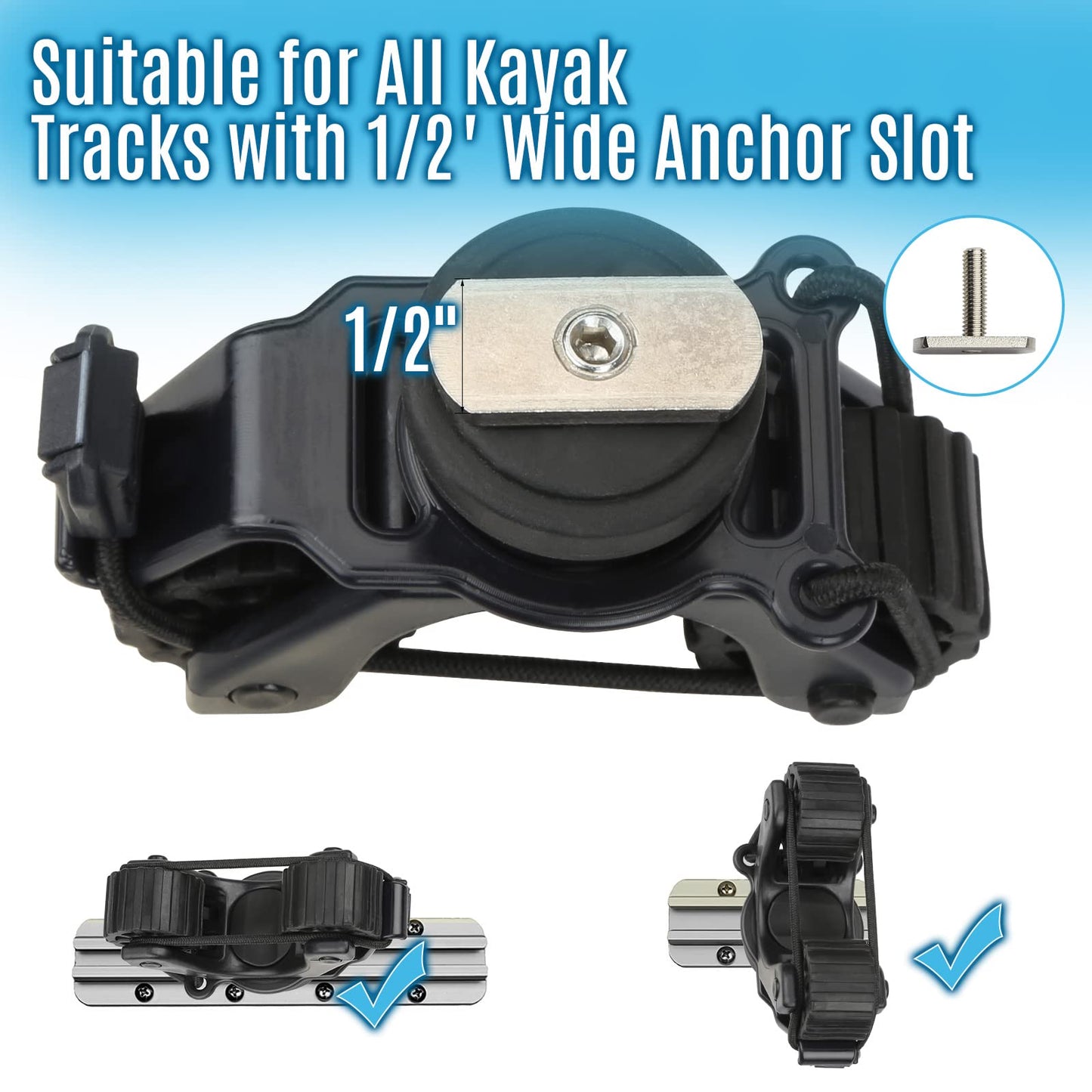 Kayak Paddle Holder, Kayak Accessories for Fishing, Dual Head Kayak Track Mount Accessories, Offset Paddle Holder for Kayaking, Kayak Rail Accessories