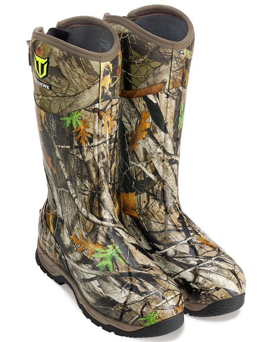 TIDEWE Rubber Hunting Boots with 800g Insulation, Waterproof Insulated Next Camo G2 Warm Rubber Boots with 7mm Neoprene, Sturdy Outdoor Hunting Boots for Men (Size 5-14)