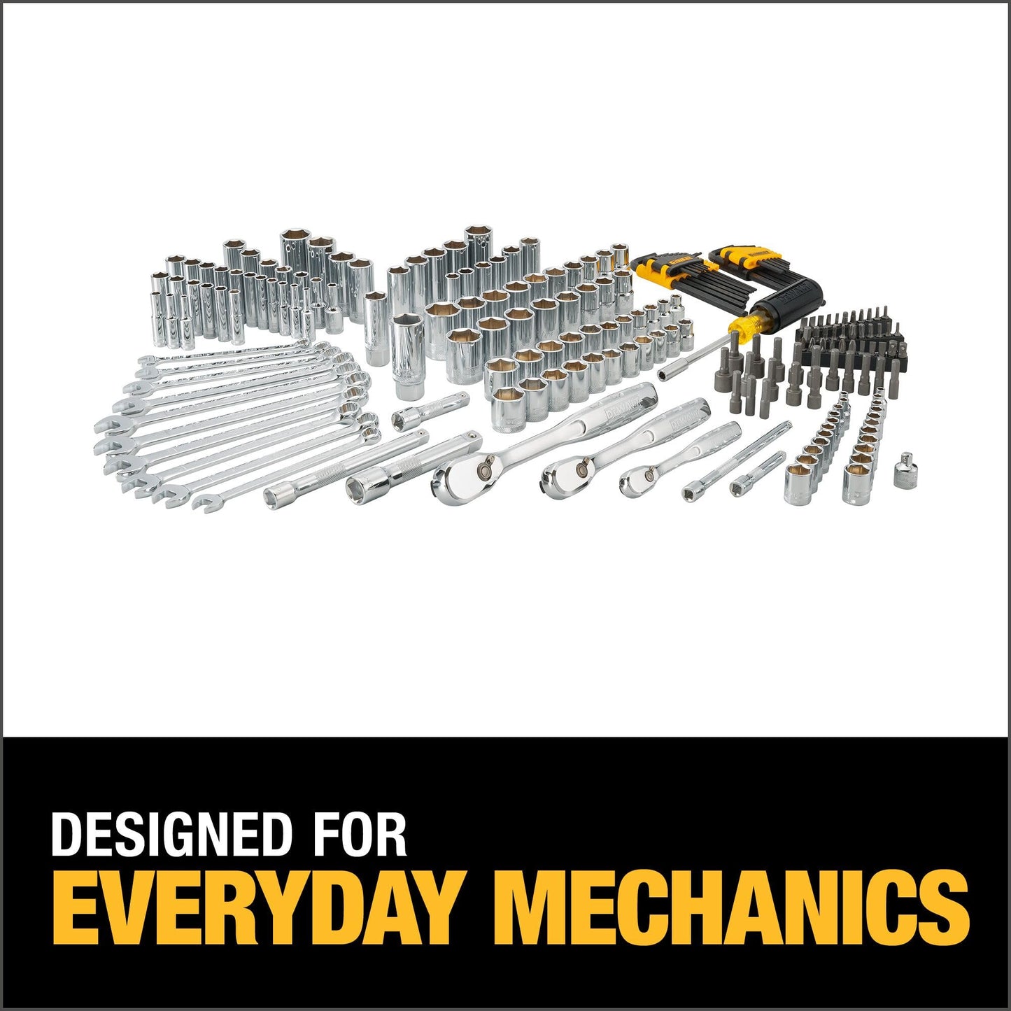 DEWALT Mechanics Tool Set, 1/4" & 3/8" & 1/2" Drive, SAE/Metric, 205-piece (DWMT81534)