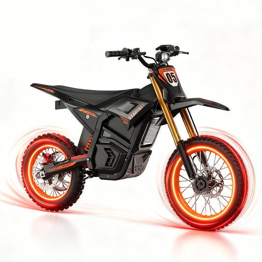 RKJ Electric Dirt Bike Adults Teens, 2500W 38MPH Motor, 48V 21Ah Battery 50-Mile Range, 14"/12" Fat Tires, Full Suspension, Hydraulic Brakes, Off-Road Electric Motorcycle for Snow/Sand/Commuting