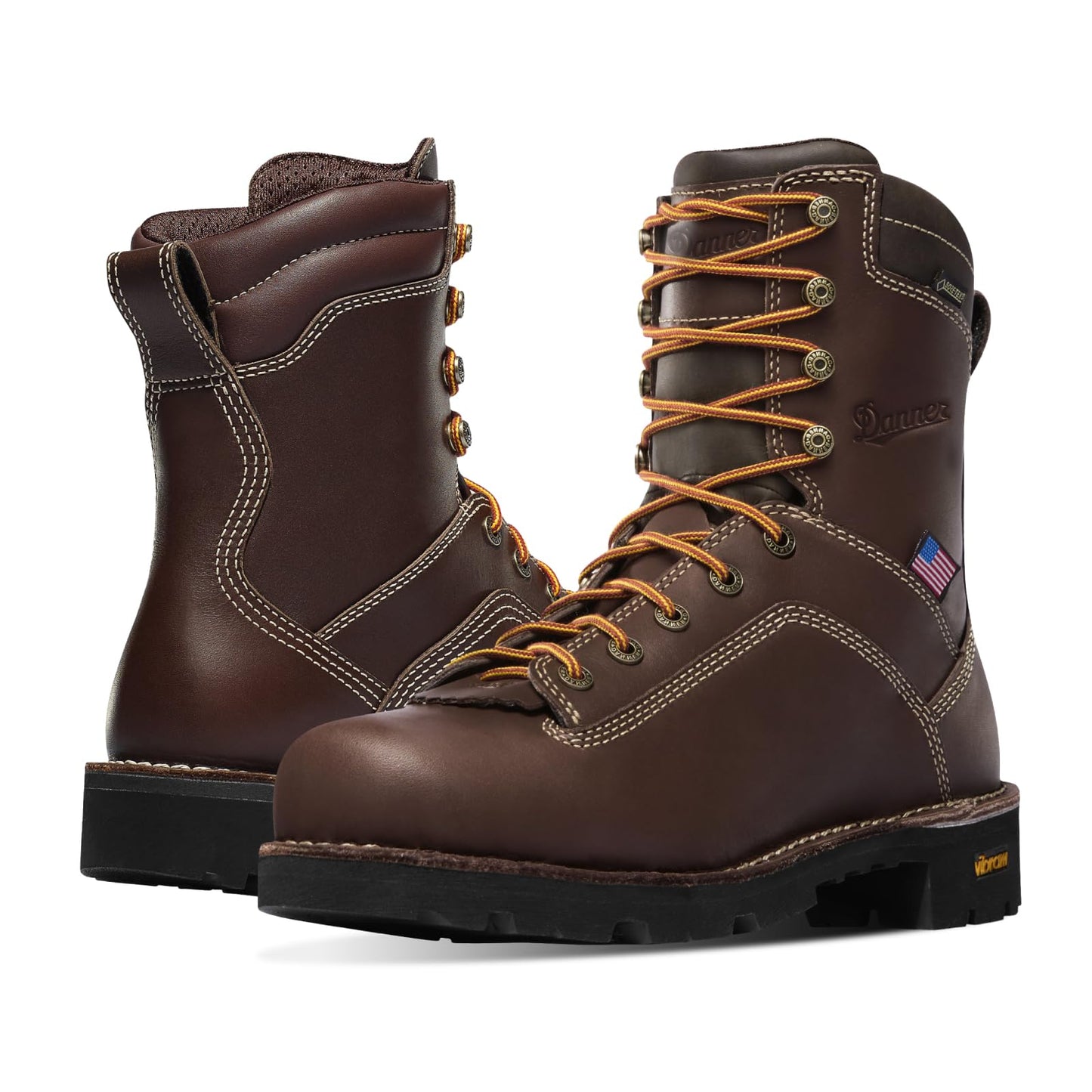 Danner 8” Quarry USA Waterproof Work Boots for Men - Full-Grain Leather with Gore-Tex, 3-Density Cushion Footbed & Traction Heel Outsole, EH Resistant