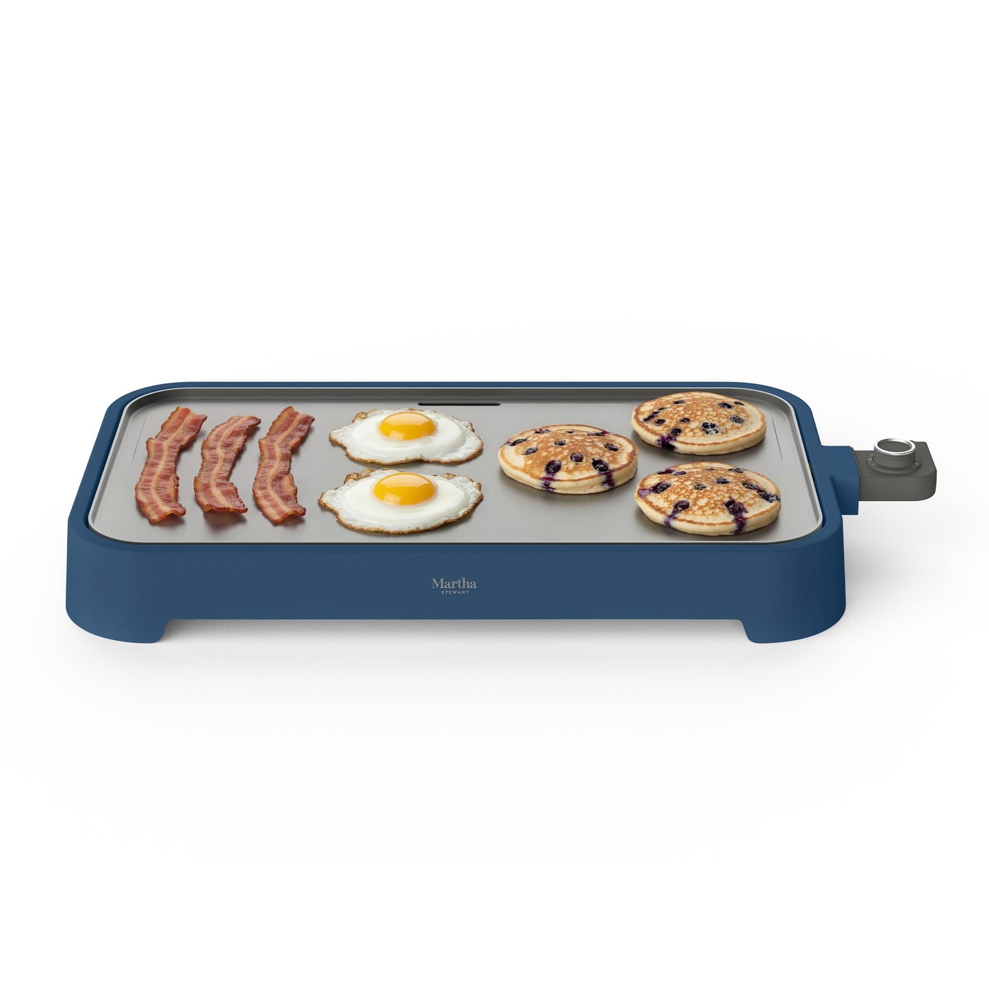 Martha Stewart 12” x 22” Electric Griddle, XL Ceramic Nonstick Flat Top Cooking Surface, Adjustable Temperature Dial, Drip Tray, Dishwasher Safe, 1500W Fast Even Heating, Pancakes & Eggs, Linen White
