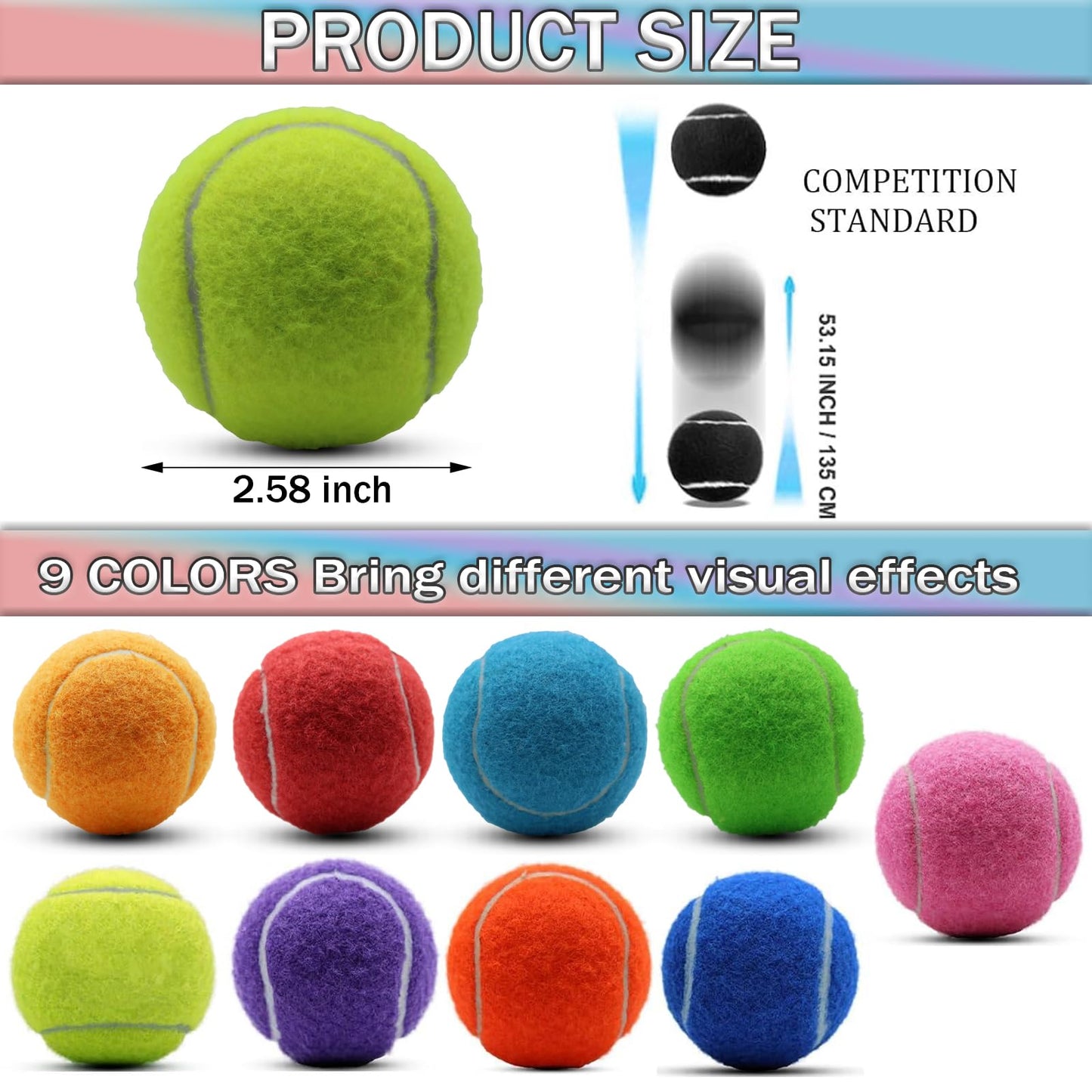 SHYUJAJIE Tennis Balls, 20 Pack Training Tennis Balls,High Elasticity Practice Tennis for Beginner, Exercise Playing Balls for Pet Dog (Yellow)