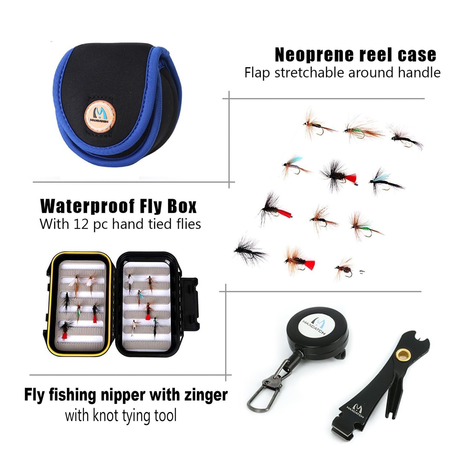 M MAXIMUMCATCH Maxcatch Extreme Fly Fishing Combo Kit 3/5/6/8 Weight, Starter Fly Rod and Reel Outfit, with a Protective Travel Case