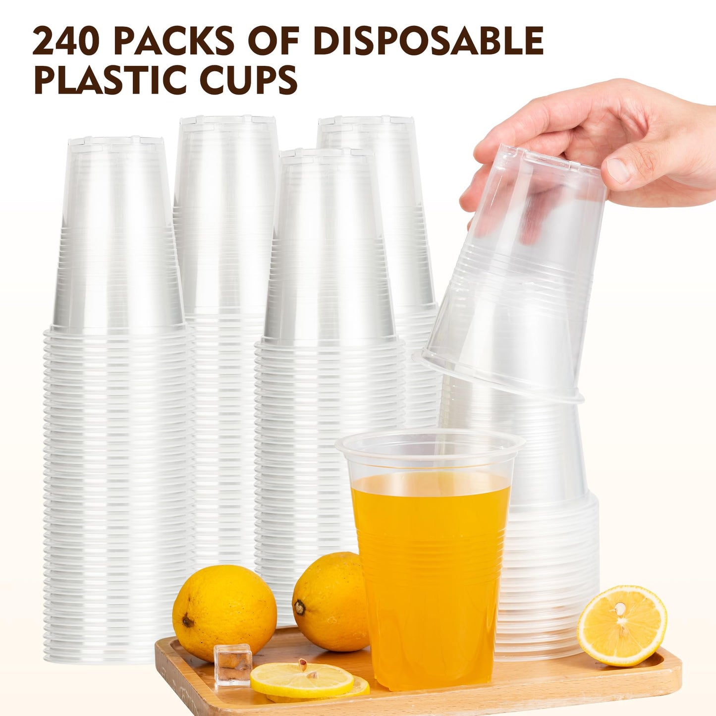 YEEHAW 9 oz Plastic Cups, 500 Pack - Clear Disposable Drinking Water Cups for Cold Beverages, Ideal for Party